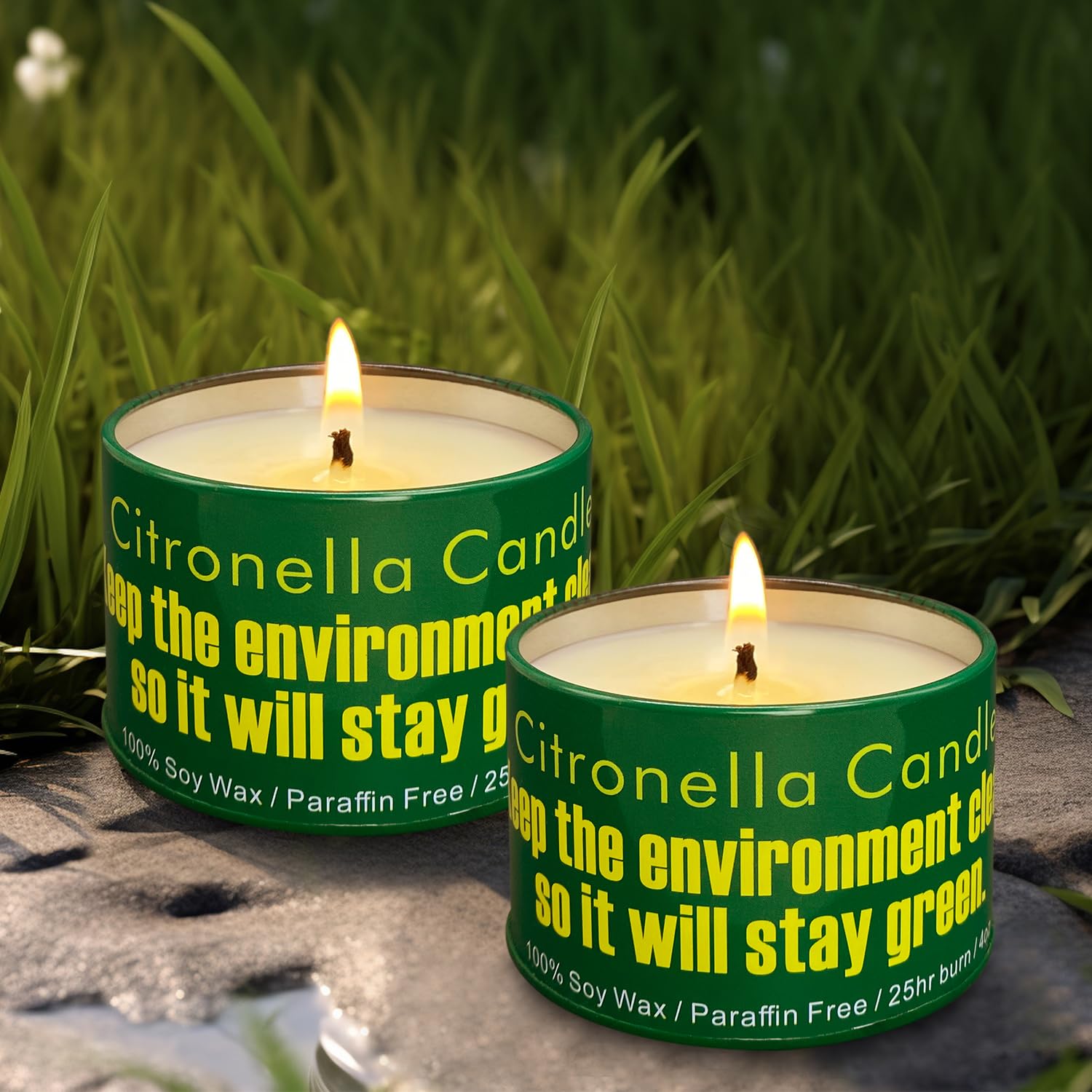 4 Pack Green Strong Citronella Candles (4 Oz) - Outdoor Mosquito Repellent Candles for Patio, Garden, Camping, Forests & Mountain Campsites | Perfect for Summer Nights, BBQs & Outdoor Gatherings