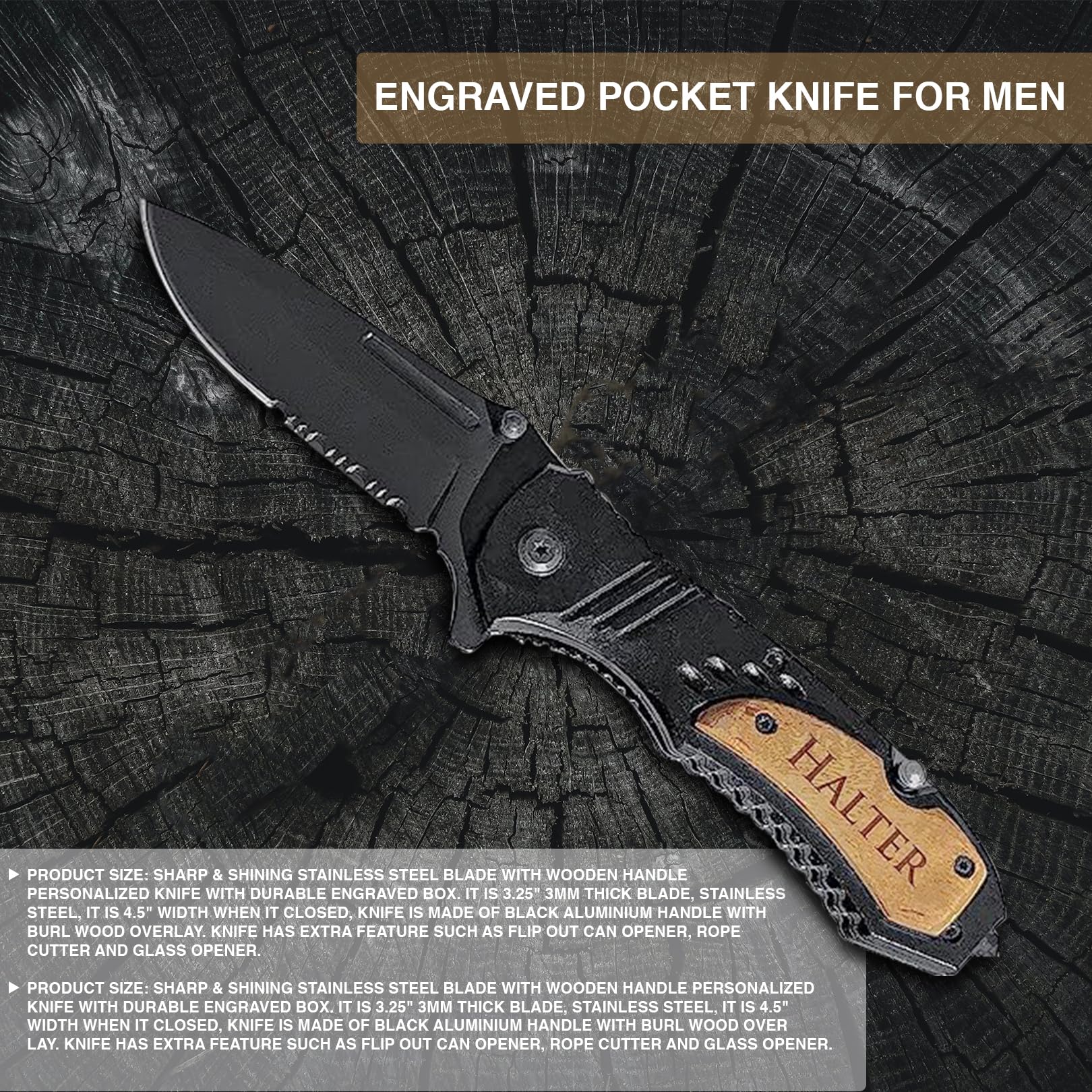 Personalized Engraved Pocket Knife Set of 4 - Unique Groomsmen Gifts for Weddings, Bachelor Parties & Outdoor Adventures