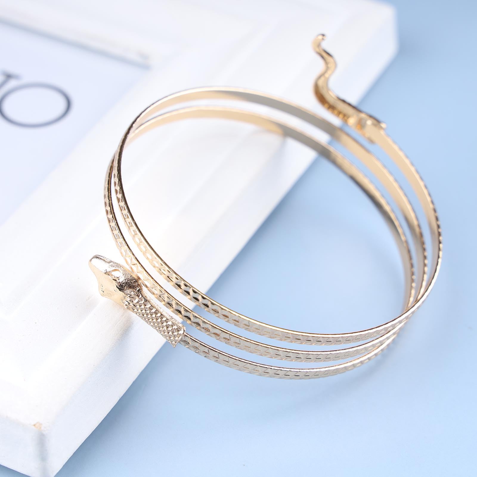 Vintage Punk Snake Bangle Bracelet - Swirl Serpent Arm Cuff for Women | Gothic Jewelry, Boho Armlet, Statement Piece for Parties & Festivals