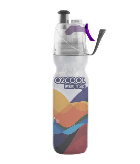 O2COOL ArcticSqueeze® Insulated Mist 'N Sip Wave 20oz Water Bottle - Limited Edition Stainless Steel Double Wall Vacuum Flask for Hydration On The Go, Gym, Hiking & Outdoor Activities