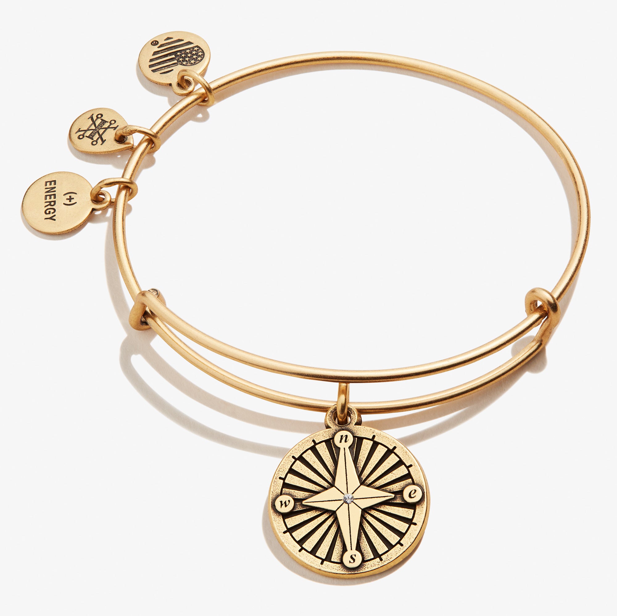 Compass Charm Bangle - Elegant Adjustable Silver Bracelet for Women, Travel Jewelry Gift for Adventurers - Perfect for Hiking, Camping & Outdoor Activities