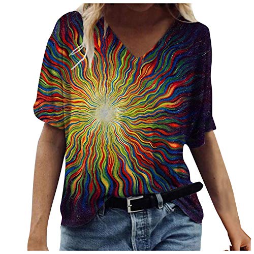 Women's Casual Tunic Tops - Short Sleeve Flowy Lace Blouse for Summer | Loose Fit T-Shirt to Wear with Leggings | Perfect for Yoga, Beach & Everyday Wear