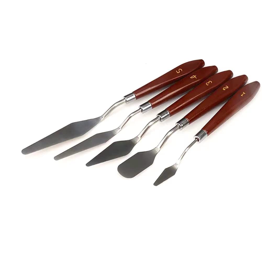 5pcs Stainless Steel Palette Knives Set - Flexible & Thin Painting Scrapers for Oil & Acrylic - Professional Artist Color Mixing Tools - Perfect for Canvas Art, DIY Crafts & Home Decor Projects