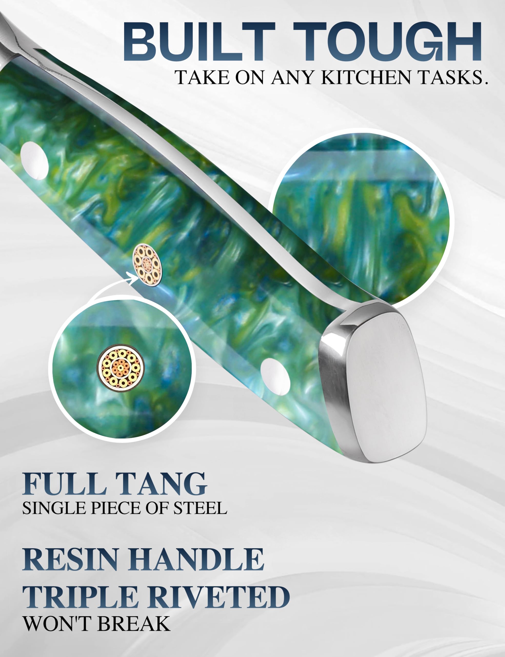 Premium 8 Inch Damascus Japanese Chef Knife - VG10 Steel Blade with Green Resin Handle - Professional Kitchen Knife for Cooking, Slicing & Chopping - Perfect Gift Box Included for Home Chefs & Culinary Enthusiasts
