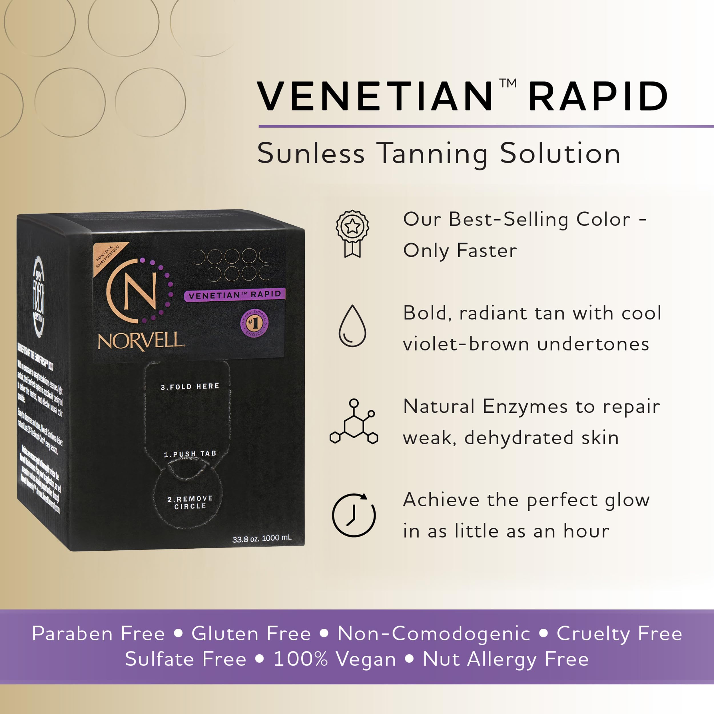 Norvell Premium Sunless Tanning Solution - Venetian One, 1 Liter | Natural-Looking Self Tanner for Face & Body | Perfect for Spray Tanning, At-Home Tanning & Special Occasions