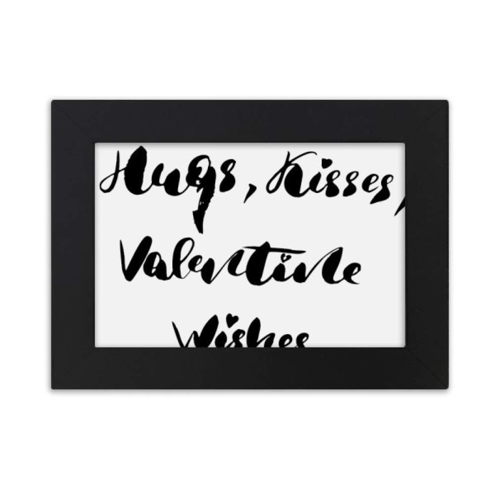 DIYthinker Hugs Kisses Valentine's Day Desktop Photo Frame - Romantic Quote Picture Frame for Couples, Home & Office Decor, Anniversary Gift Idea for Her/Him - Perfect for Valentine's Day, Weddings & Anniversaries