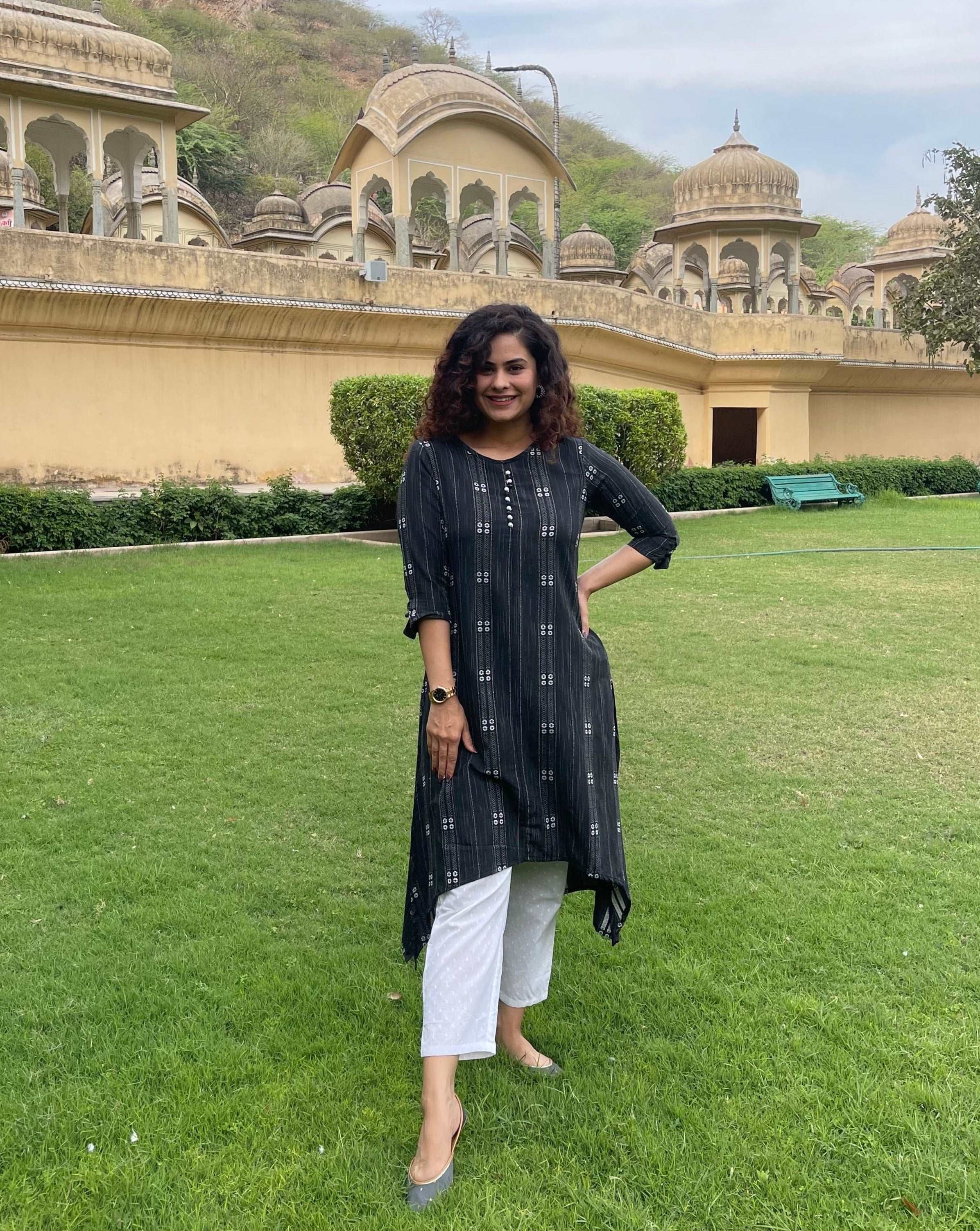 Stylish Black Cotton Printed Kurta Set for Women - Traditional Indian Ethnic Wear for Festivals, Weddings & Casual Outings