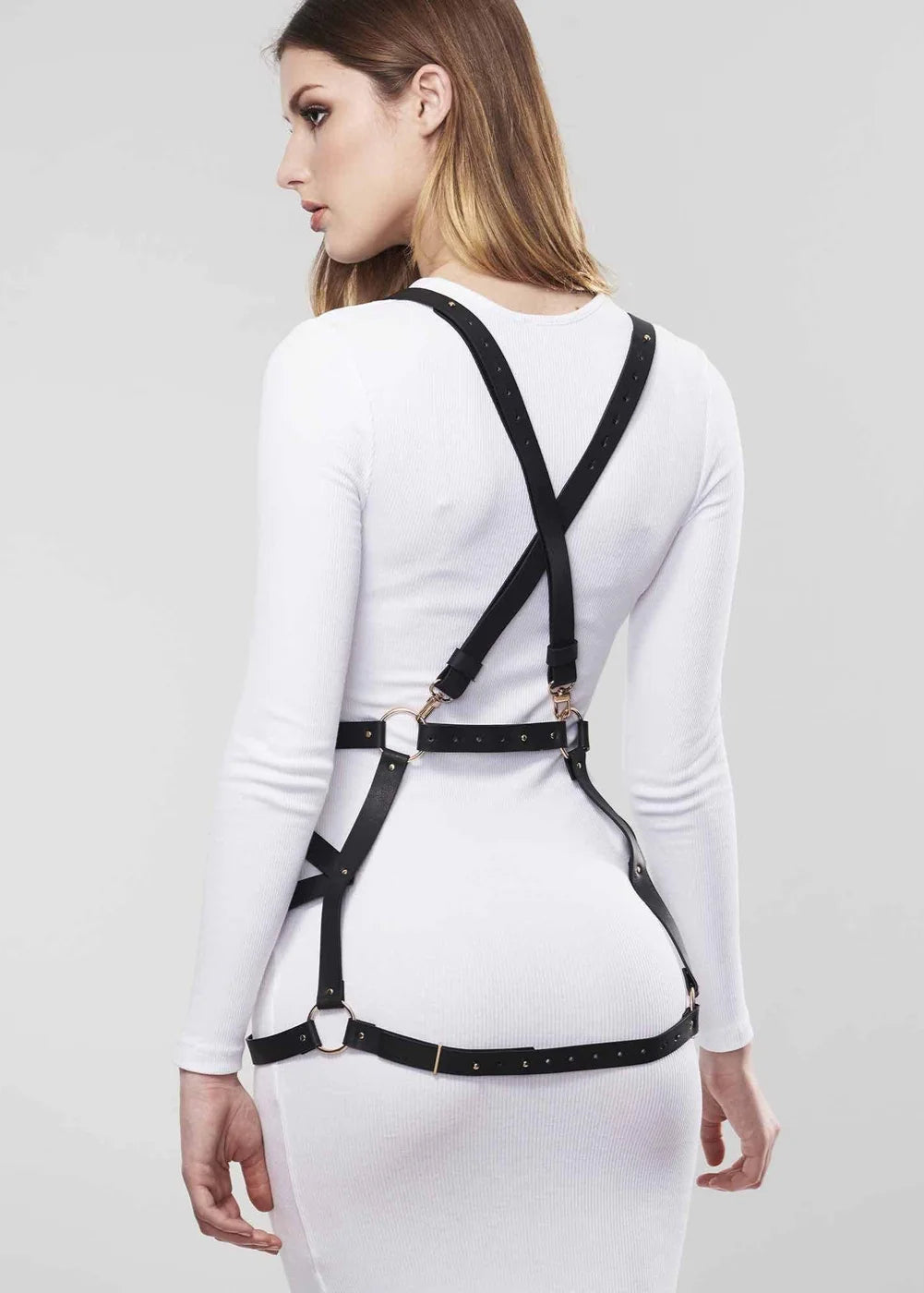 Maze Arrow Dress Harness (Black) - Gothic Punk Fashion Accessory for Women, Perfect for Cosplay, Nightclubs, and Alternative Outfits