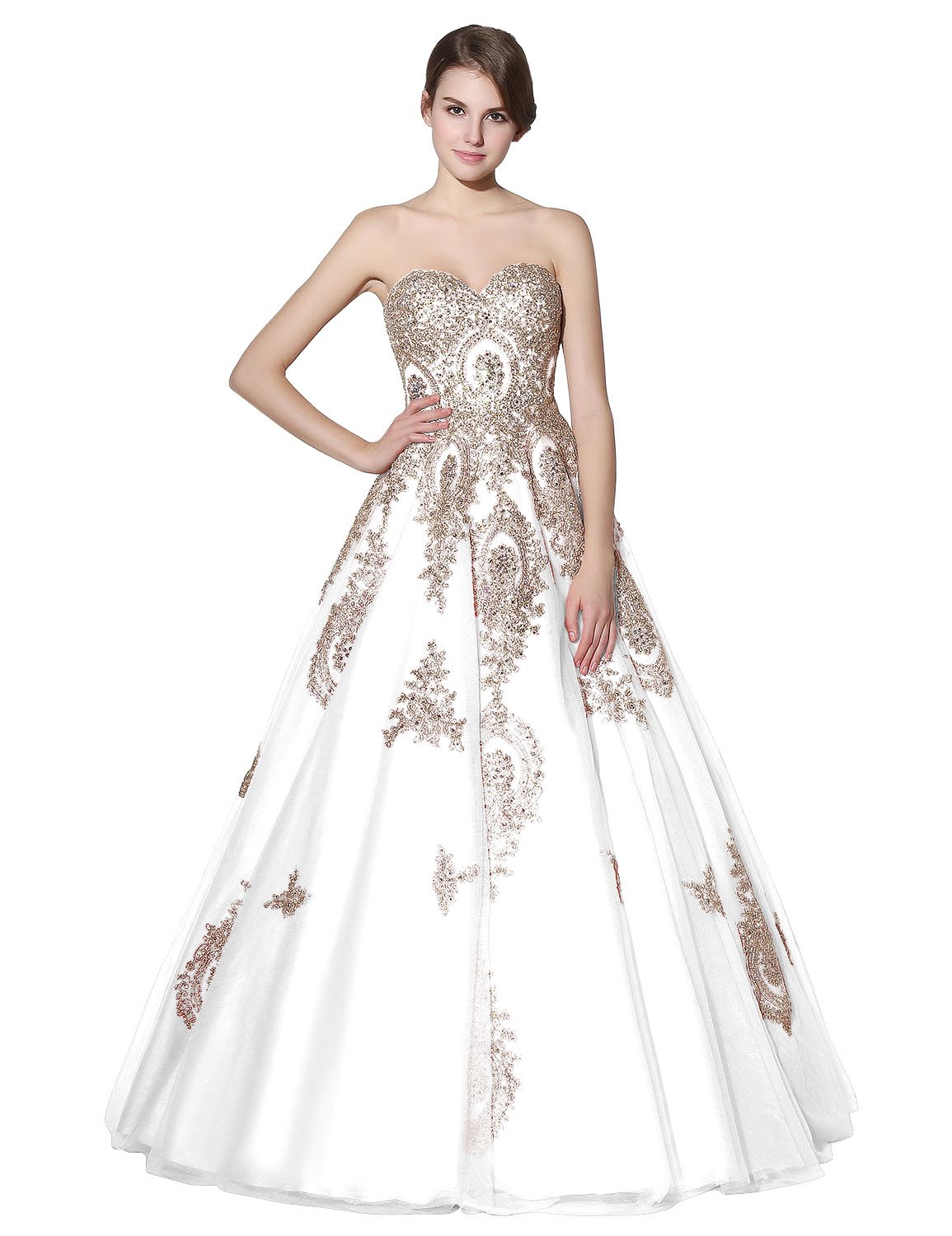 Sarahbridal Women's Elegant Long Beaded Prom Evening Dresses 2022 - Pearl Embellished Wedding Party Ball Gowns for Homecoming, Quinceañera & Formal Events