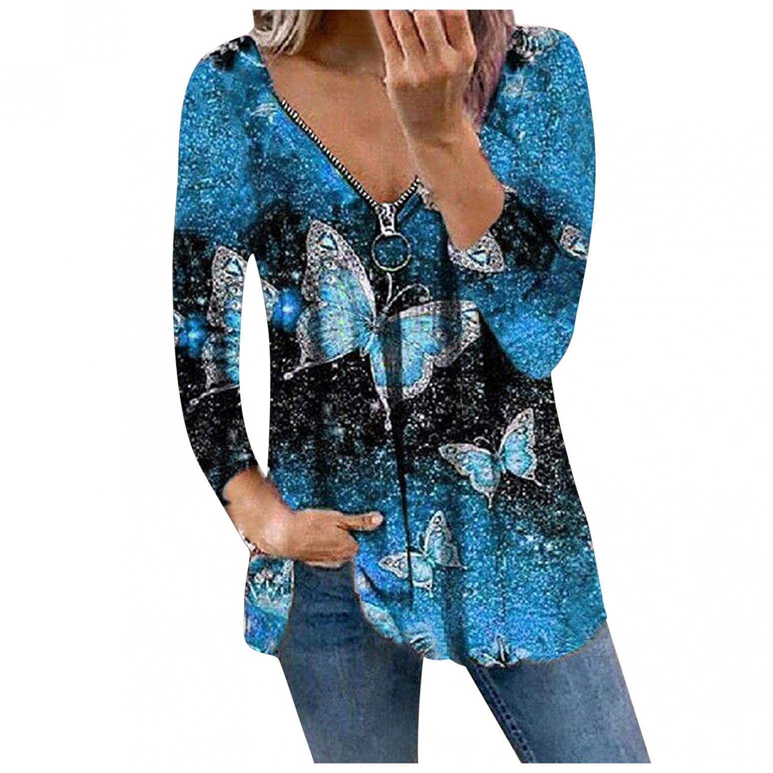FABIURT Women's Fall Fashion Tunic Tops - Classic Fit Long Sleeve Crewneck Sweatshirt, Comfy Casual Plus Size Blouse & Graphic Tees | Perfect for Autumn Layering, Office Wear & Weekend Outfits