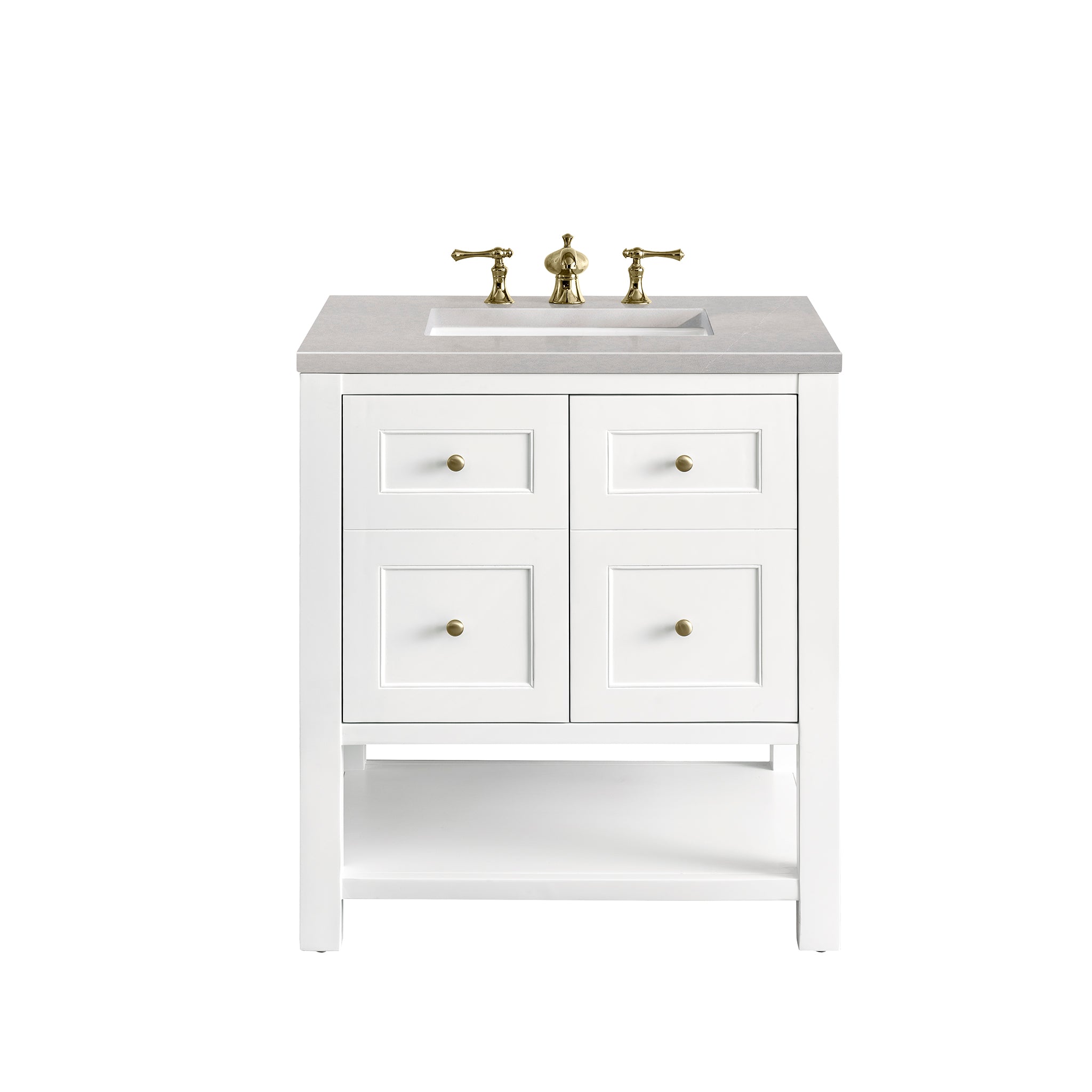 Breckenridge 30-Inch Single Bathroom Vanity Set with 3CM Eternal Serena Top in Bright White - Perfect for Modern and Small Bathroom Spaces