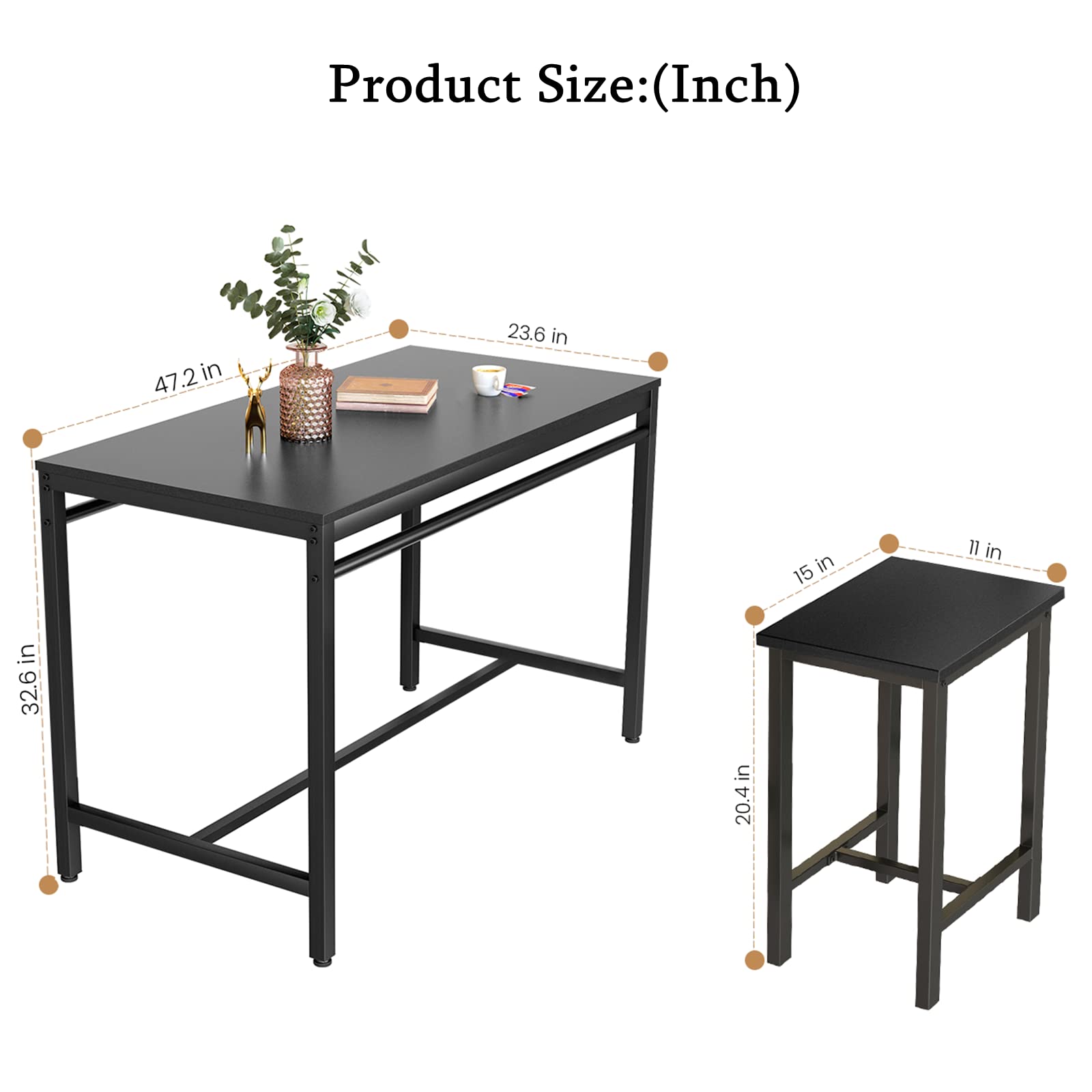 MIERES 5-Piece Industrial Dining Room Set - Kitchen Table & 4 Chairs with MDF Top & Sturdy Steel Frame for Home, Farmhouse, Restaurant, Cafe | Perfect for Family Meals, Breakfast Nook, Small Space Dining & Commercial Use