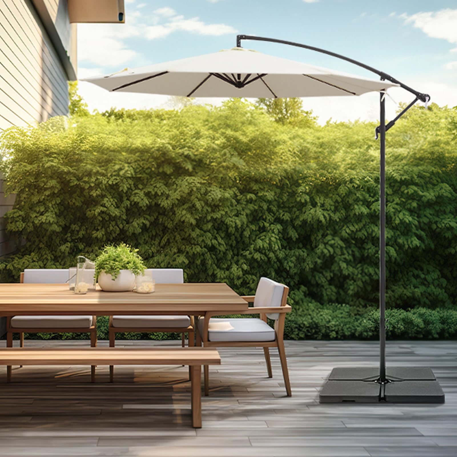Heavy Duty 256 lb Base Weights Stand for Offset Cantilever Patio Umbrella - 4 Piece Black Set | Outdoor Garden, Poolside, Deck & Backyard Use