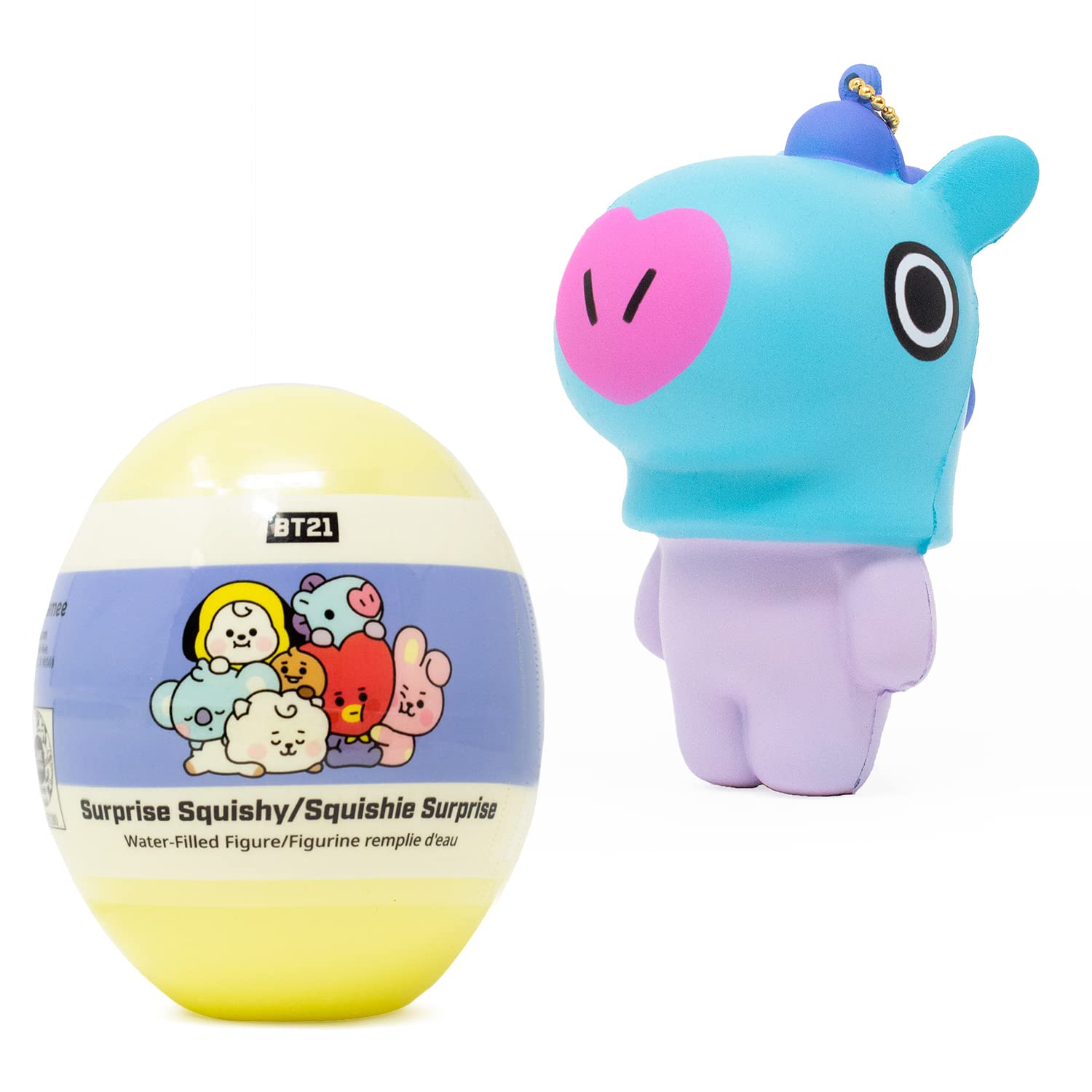 BT21 Collectible Character Keychain Squishy Toy - MANG & Baby Surprise Blind Capsule Water Filled Squishy (Random) - Cute Anime Keychain for Backpacks, Gifts & Kawaii Collections