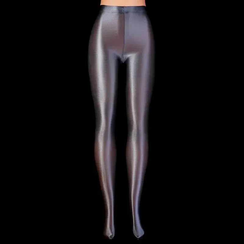 Sexy Women's Transparent Fitness Tights - Shiny Sports Gym Leggings, Satin Glossy Stockings for Dance, Workout & Club Party | High Waisted Yoga Pants for Women | Perfect for Gym, Nightclub & Dance Classes