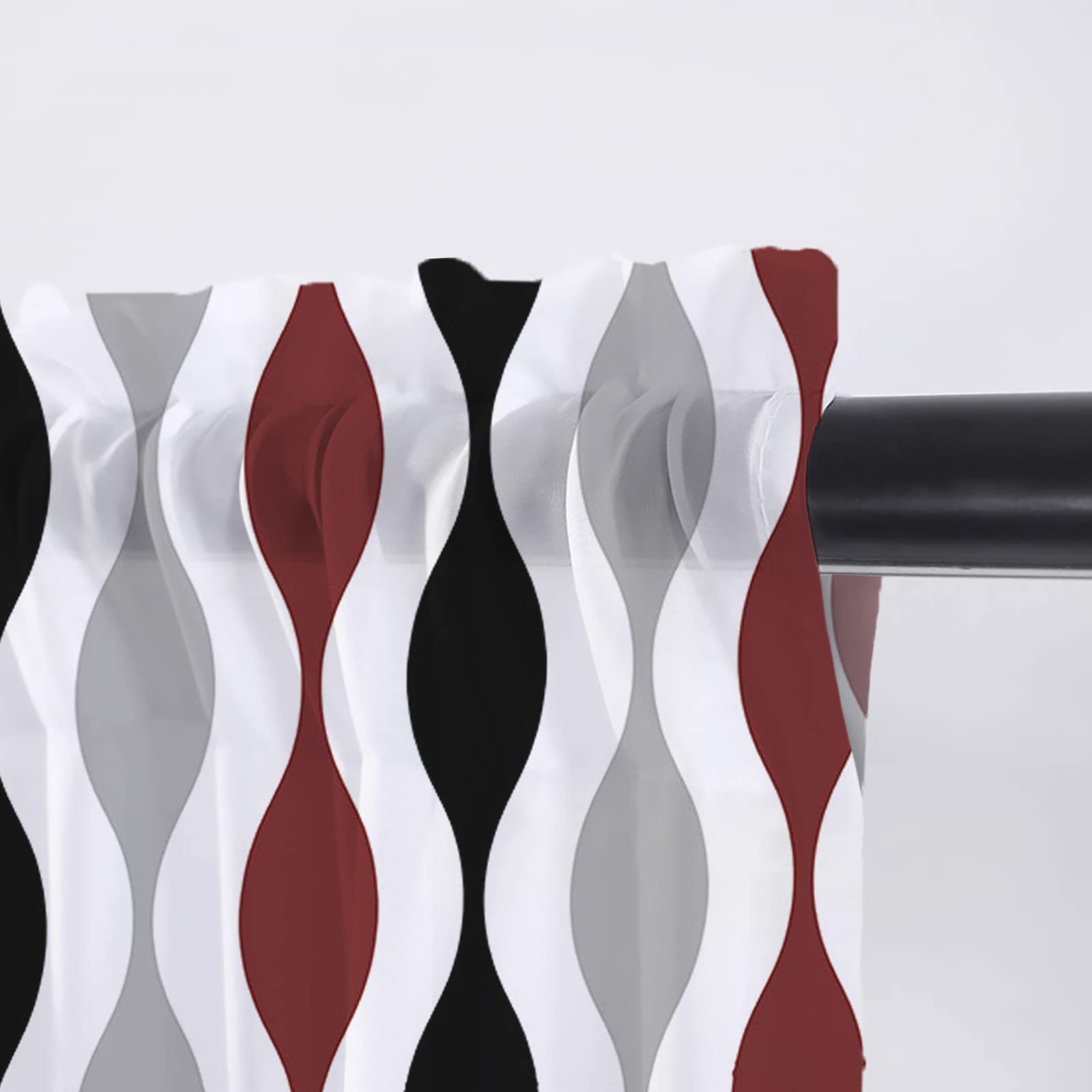 Geometric Red Black Grey Abstract Stripe Valance Curtains - 54