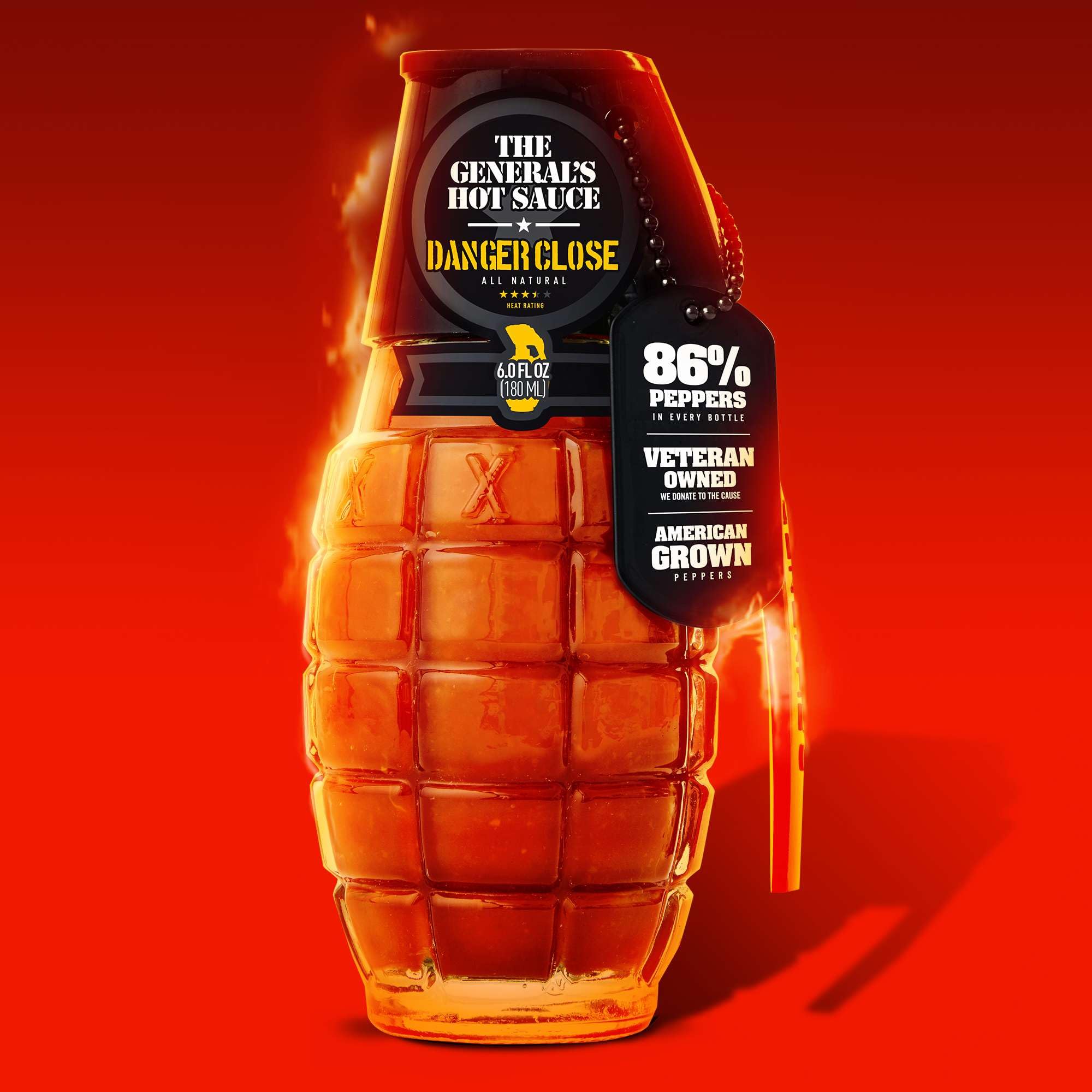 The General's Hot Sauce 2-Pack - Danger Close Extreme Heat & Hooah Jalapeno Pepper Sauce - Perfect for Wings, Tacos, Burgers and Spicy Food Lovers