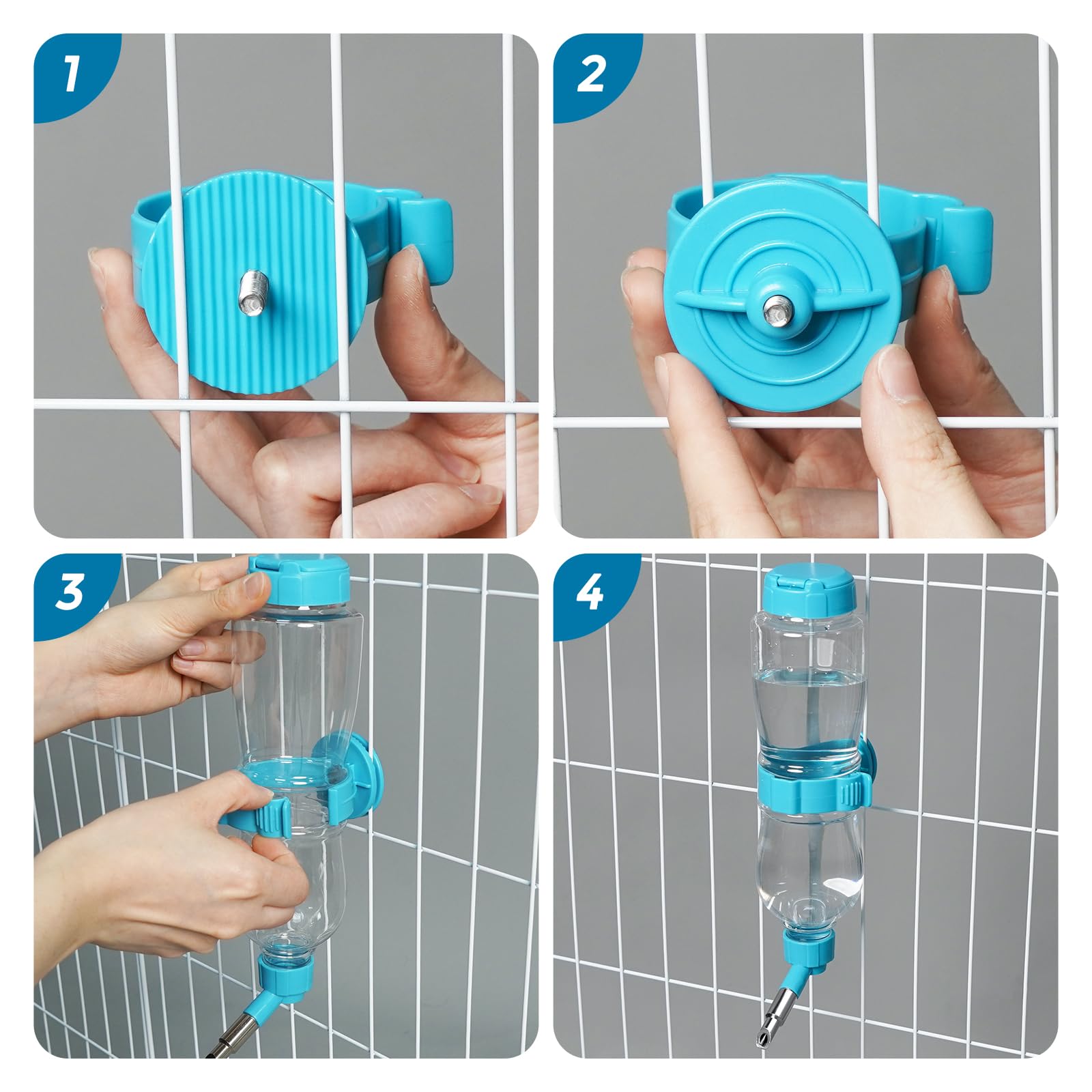VANNON 17oz Small Animal Water Bottle for Cage - Chewproof Top Fill Pet Water Dispenser for Rabbits, Guinea Pigs, Ferrets, Chinchillas & Rodents - Perfect for Crates, Travel & Home Use (Blue)