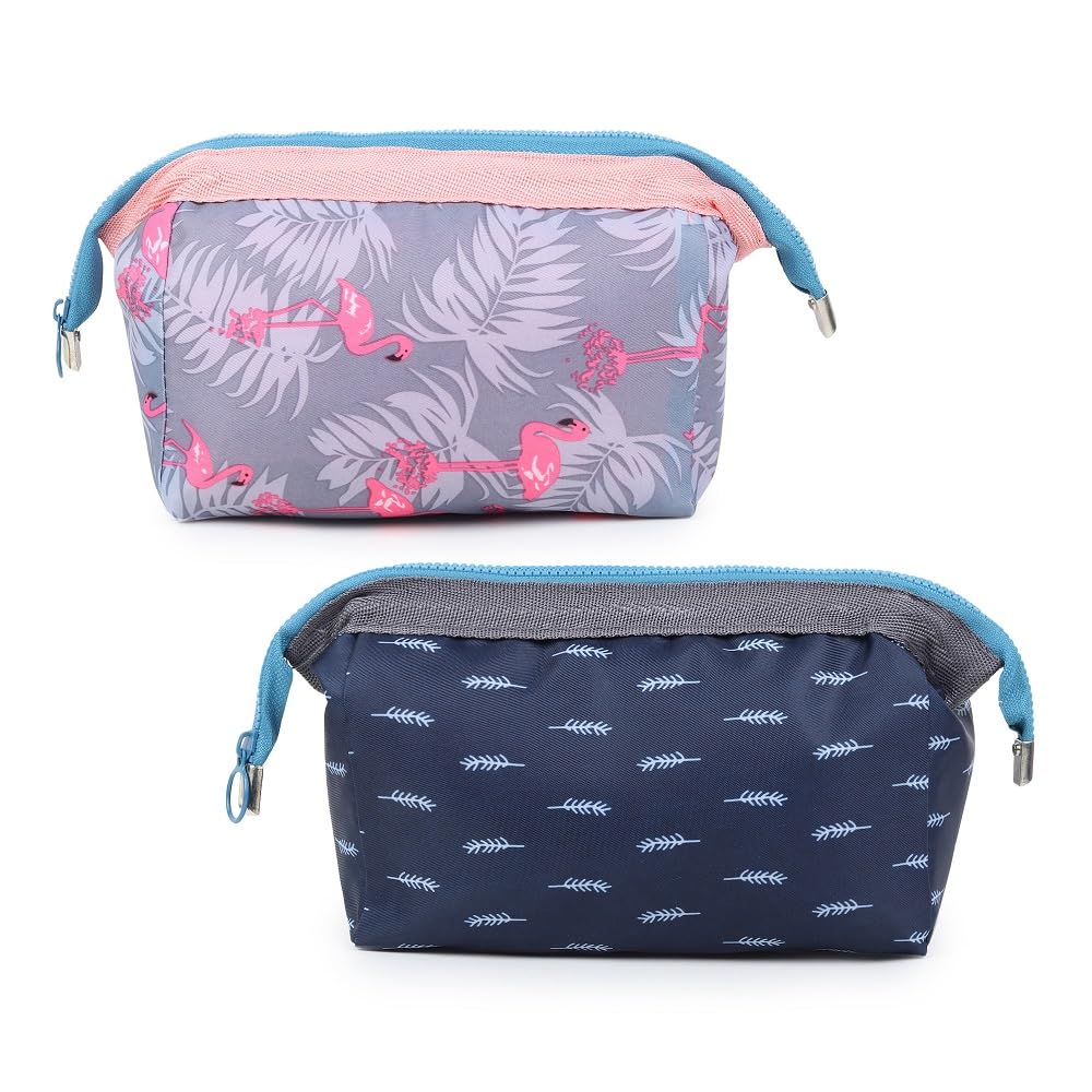 Niwlix Makeup Pouch 2 Styles - Travel Cosmetic Organizer & Toiletry Wash Bag for Women & Girls | Perfect for Vacation, Gym, and Daily Essentials Storage