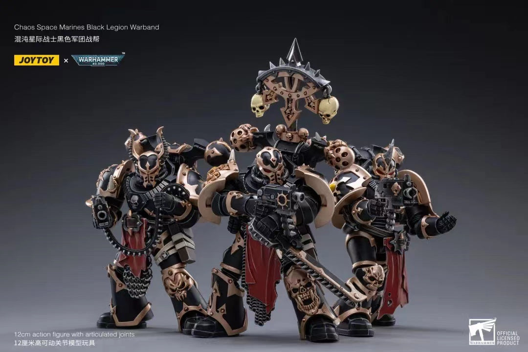 JOYTOY 1/18 Scale Warhammer 40K Chaos Space Marines Black Legion Action Figure Set (3pcs) - Perfect for Tabletop Gaming, Collecting & Display