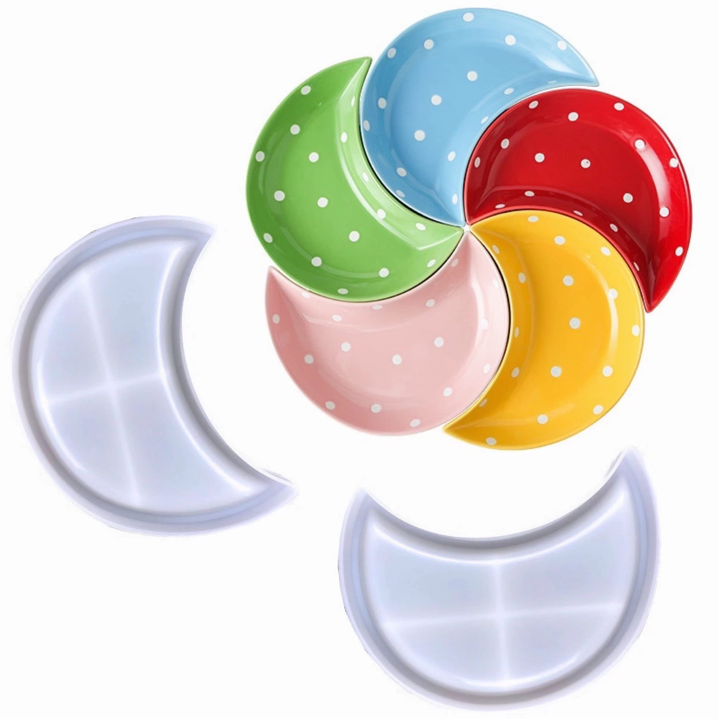 2-Pack Moon Shape Resin Tray Molds for Epoxy Casting - Silicone Jewelry Dish & Storage Plate Molds - Christmas DIY Craft Supplies - Perfect for Handmade Jewelry, Home Decor & Gift Making