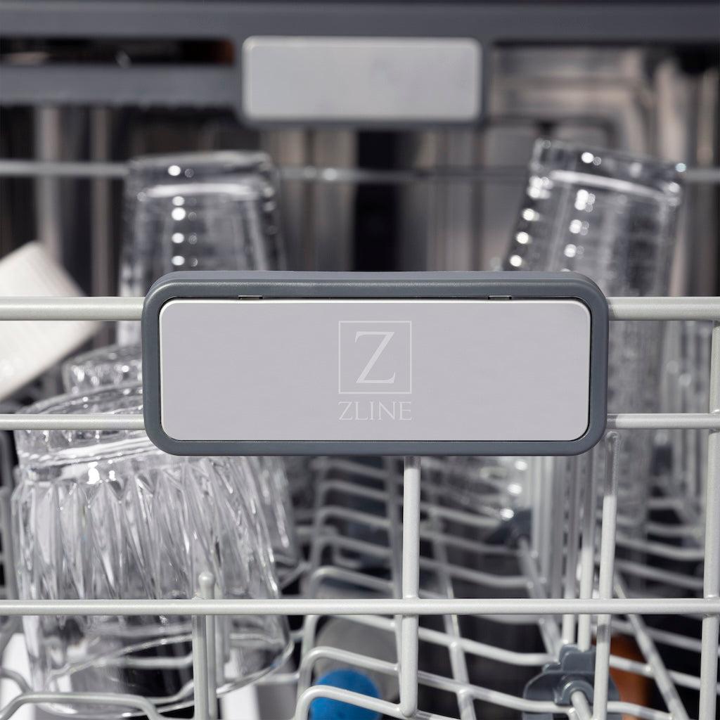 ZLINE Autograph Edition 24-inch Black Matte Dishwasher with Polished Gold Handle - Ultra Quiet 45dBa, 3rd Rack & Top Touch Controls - Perfect for Modern Kitchens, Open Concept Homes & Luxury Apartments