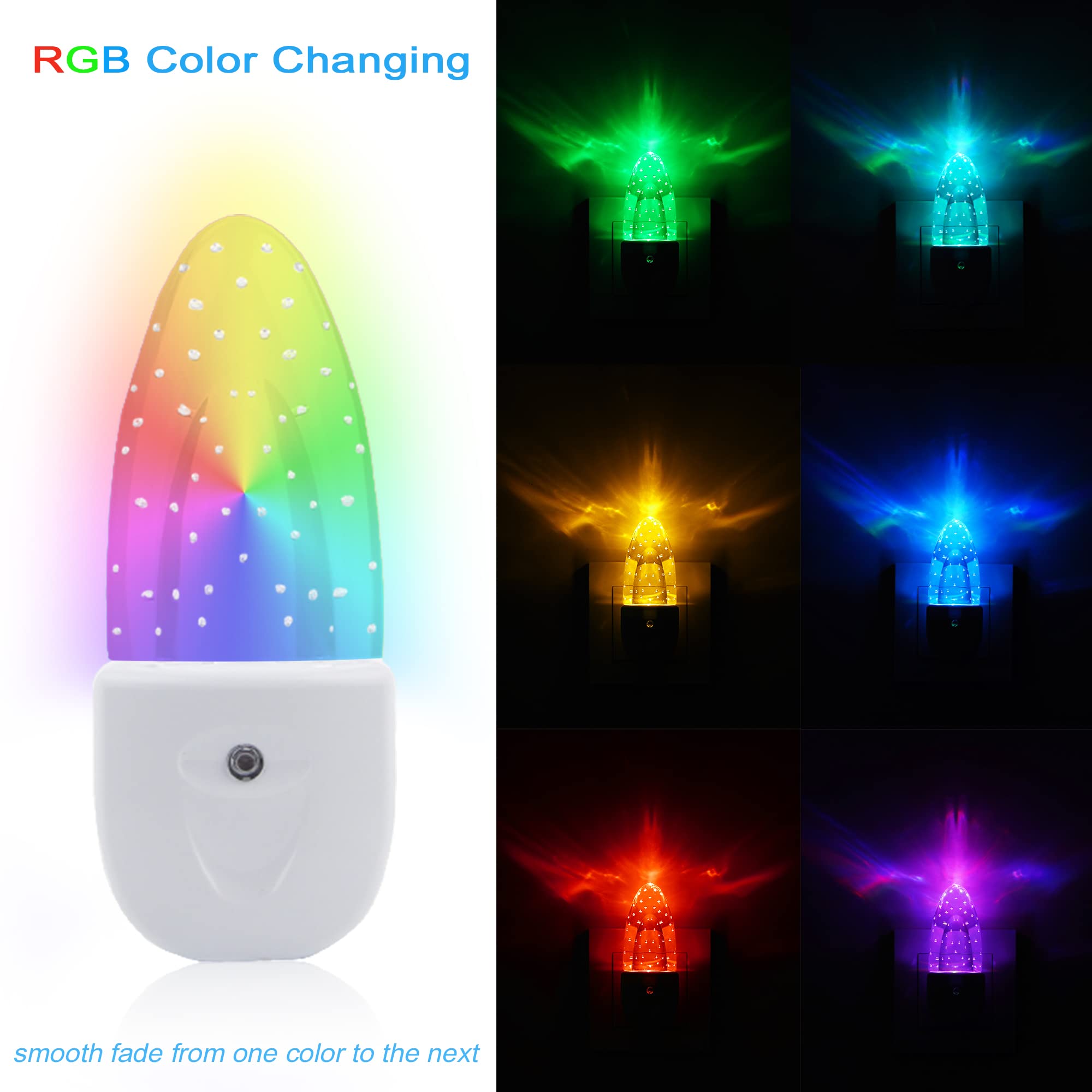 RGB Color Changing Night Lights Plug into Wall - 4 Pack LED Nightlights with Light Sensor, Auto On/Off for Kids, Adults, Bedroom, Bathroom, Nursery (Perfect for Nighttime Safety & Mood Lighting)