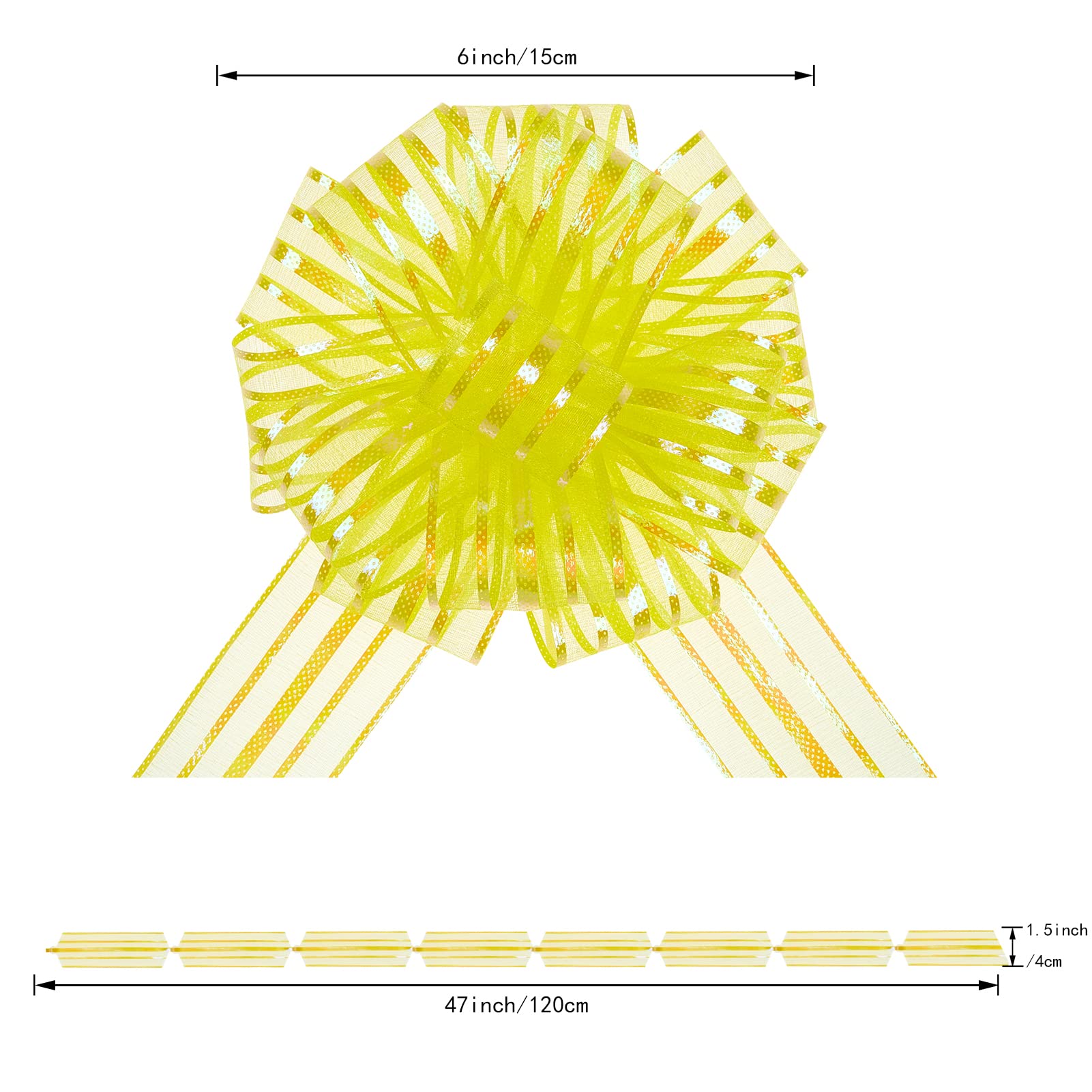 10pcs Large Yellow Gift Bows for Wrapping, Party Decor, Car Decorations, Gift Baskets, Birthday & Flower Arrangements - Premium Pull Bows (B15-Yellow)