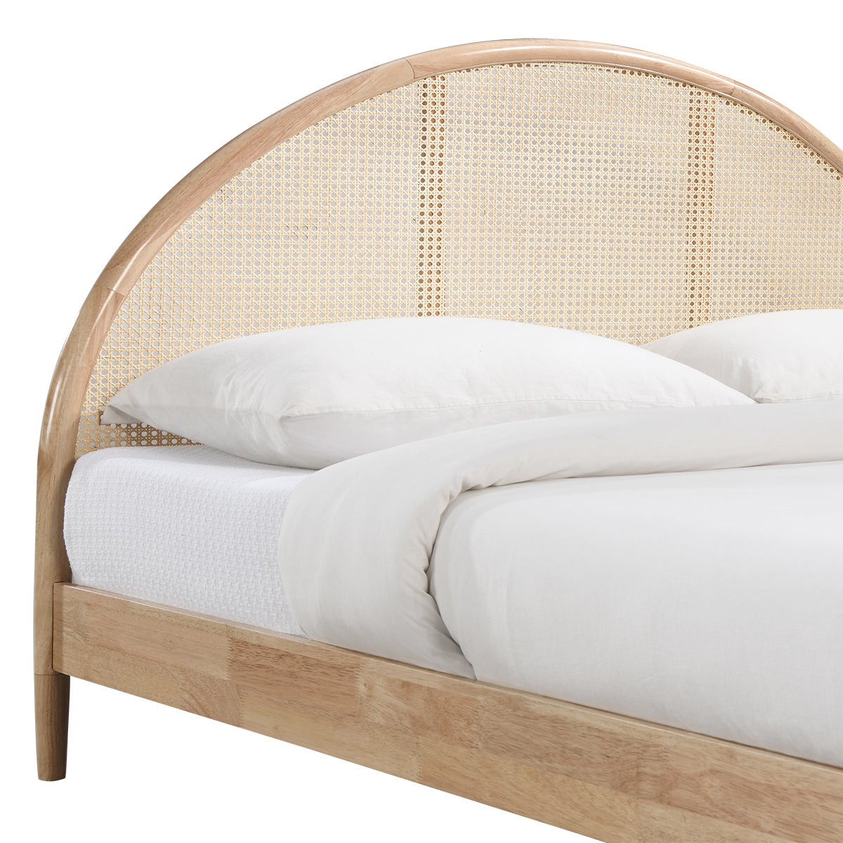 Avery Arch Rattan King Bed - Solid Oak Wood Frame - Stylish & Durable Bedroom Furniture for Master Suite or Guest Room