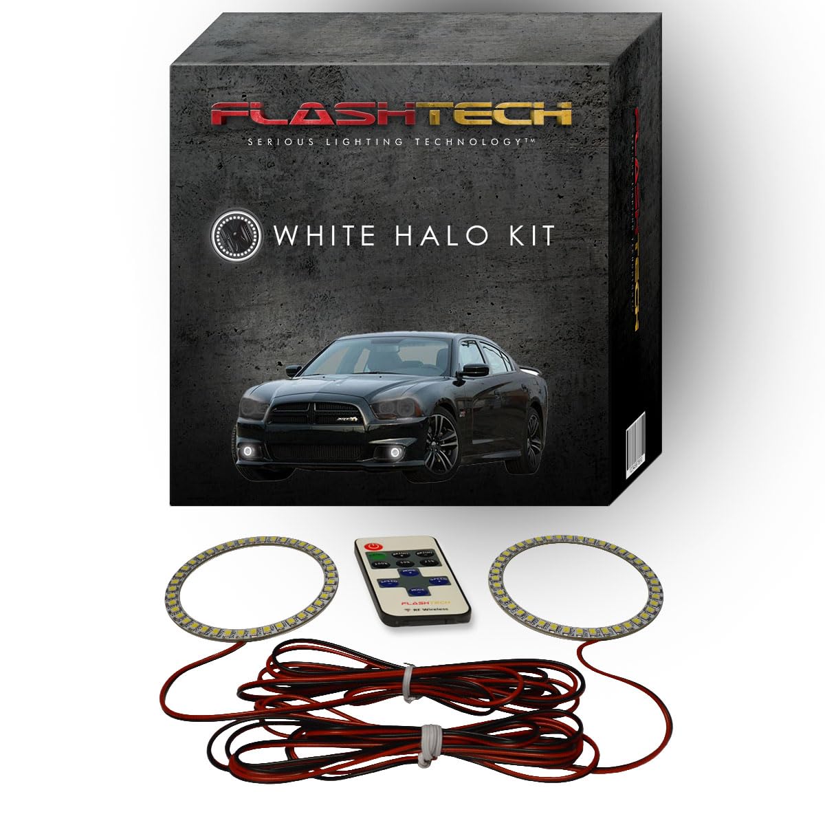 Brightest White LED Halo Ring Fog Light Kit with RF Wireless Remote for Dodge Charger 2011-2014 - Xenon HID Style DRL Lights, Waterproof & Durable for Off-Roading, Night Driving & Car Customization