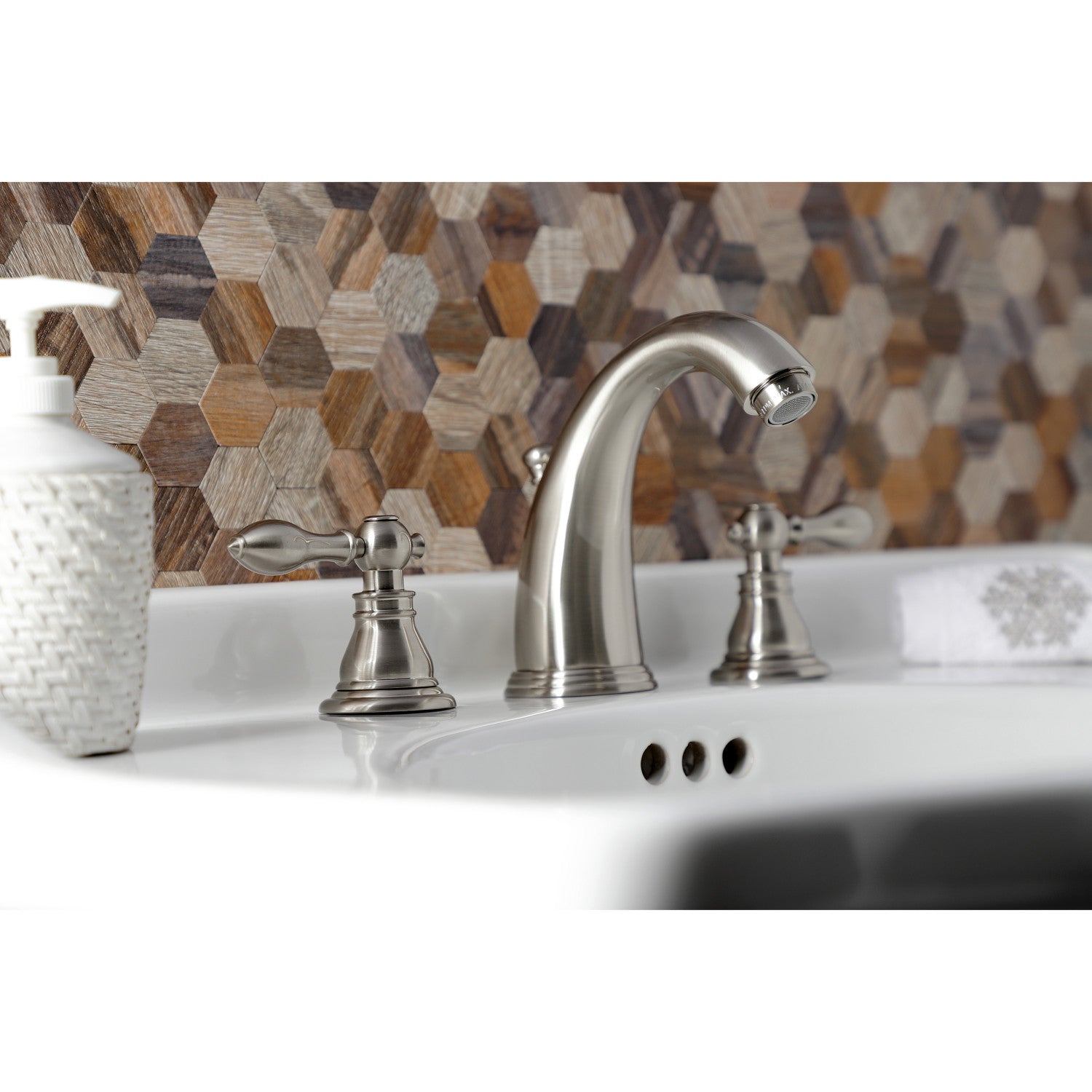American Classic KB988ACL Brushed Nickel Widespread Bathroom Faucet - 3 Hole Deck Mount with Pop Up Drain - Perfect for Modern Bathroom Renovations & Vanity Upgrades