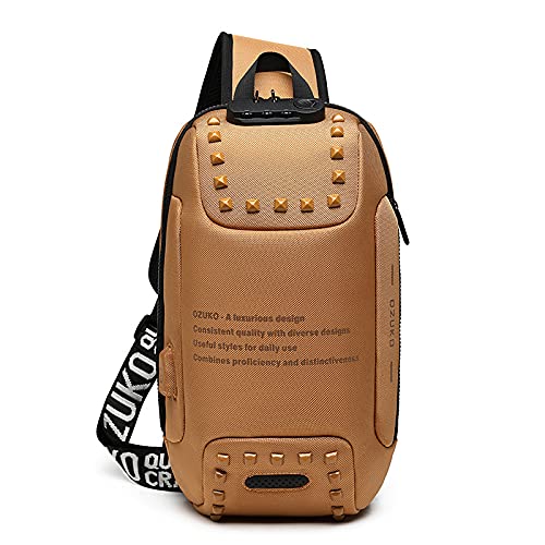 Men's Canvas Shoulder Messenger Bag - Waterproof USB Charging Port Durable Casual Crossbody Bag for Outdoor Travel, Work & Daily Use (#7)