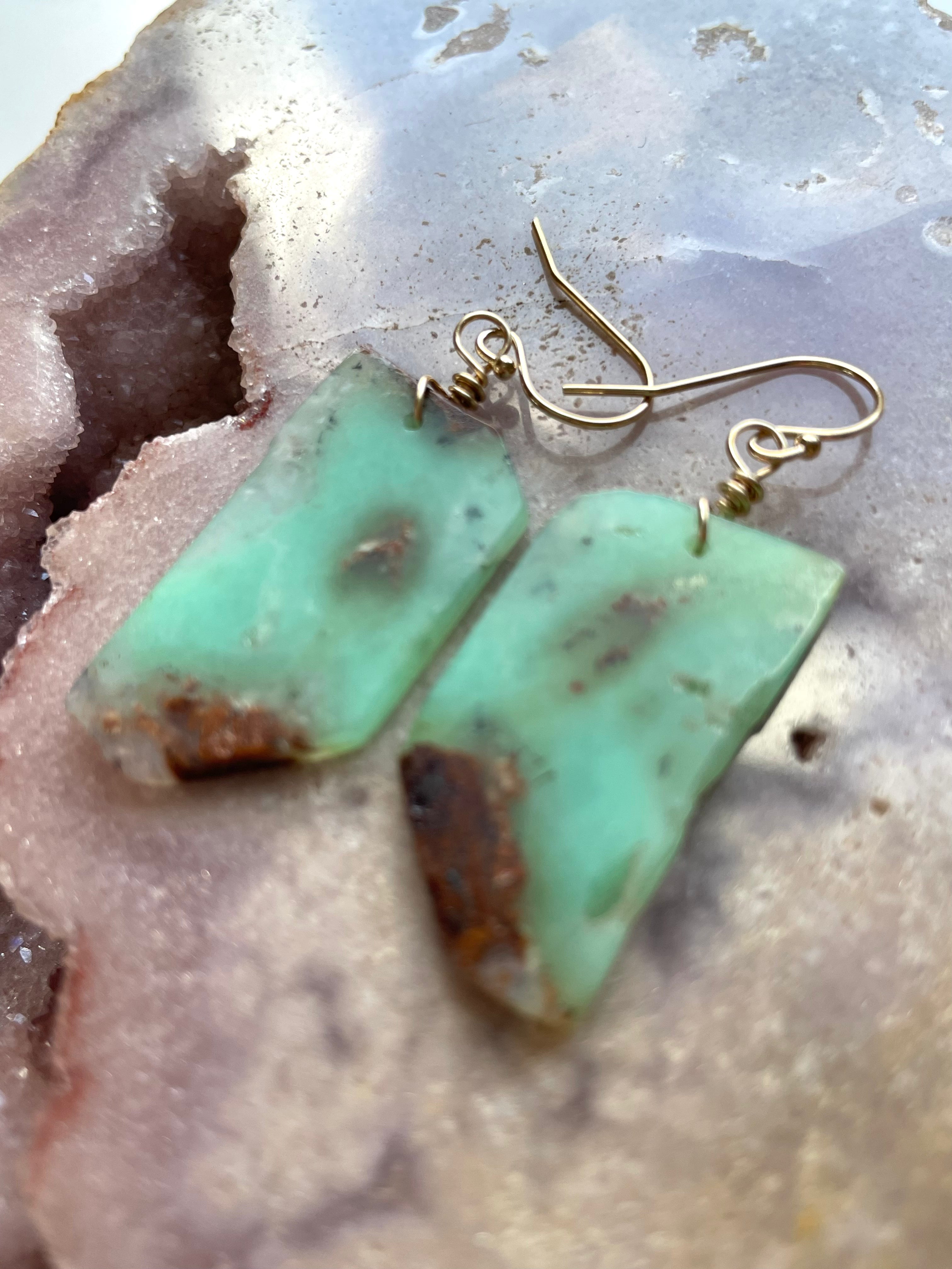Stunning Chrysoprase Statement Earrings in Gold Fill – Elegant Dangle Earrings for Women | Perfect for Parties, Weddings & Special Occasions