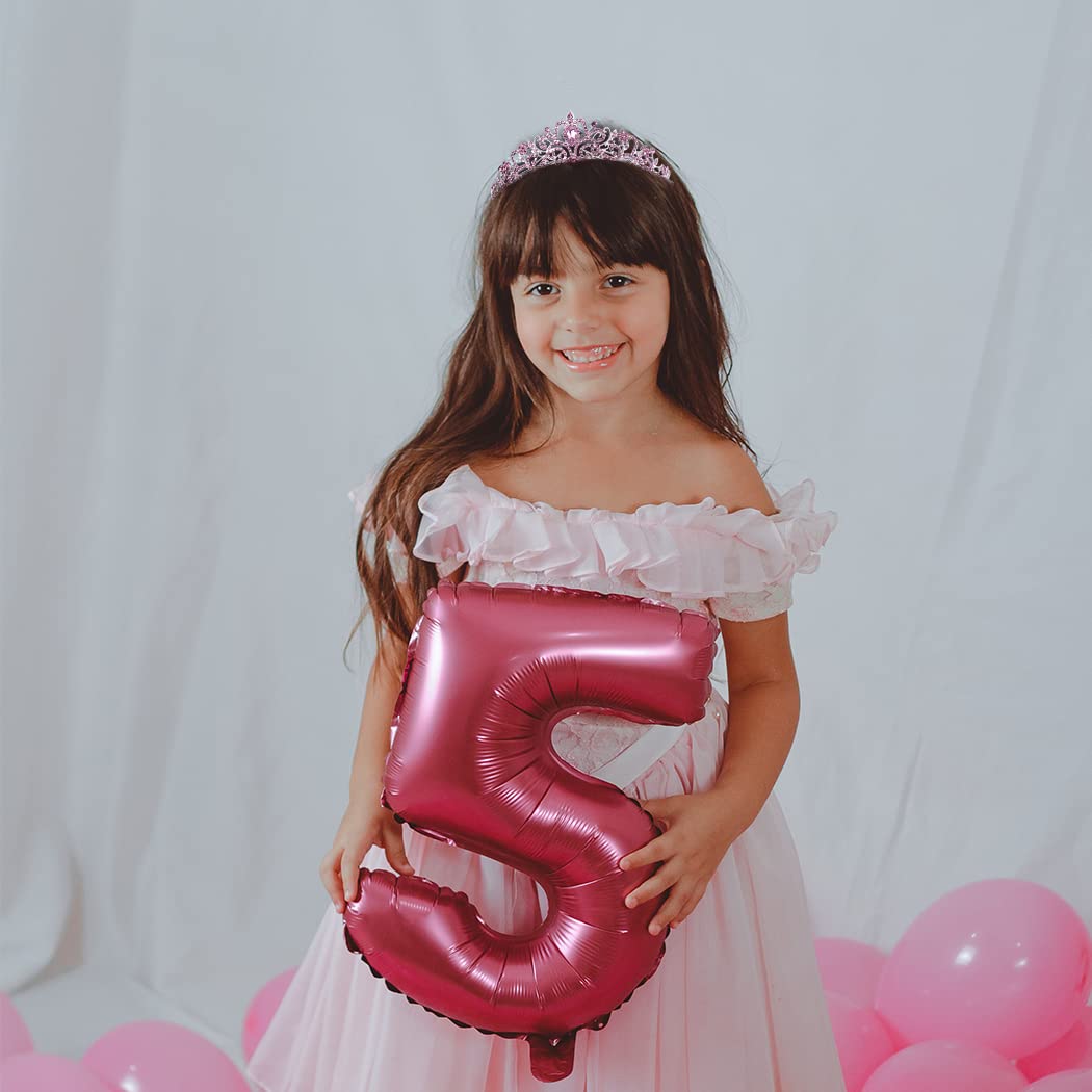 Pink Crystal Tiara Crown for Women & Girls - Elegant Princess Birthday Crown, Wedding Headband, Kids Hair Accessories for Prom, Christmas Costume & Special Occasions | Perfect for Parties, Pageants & Photo Shoots