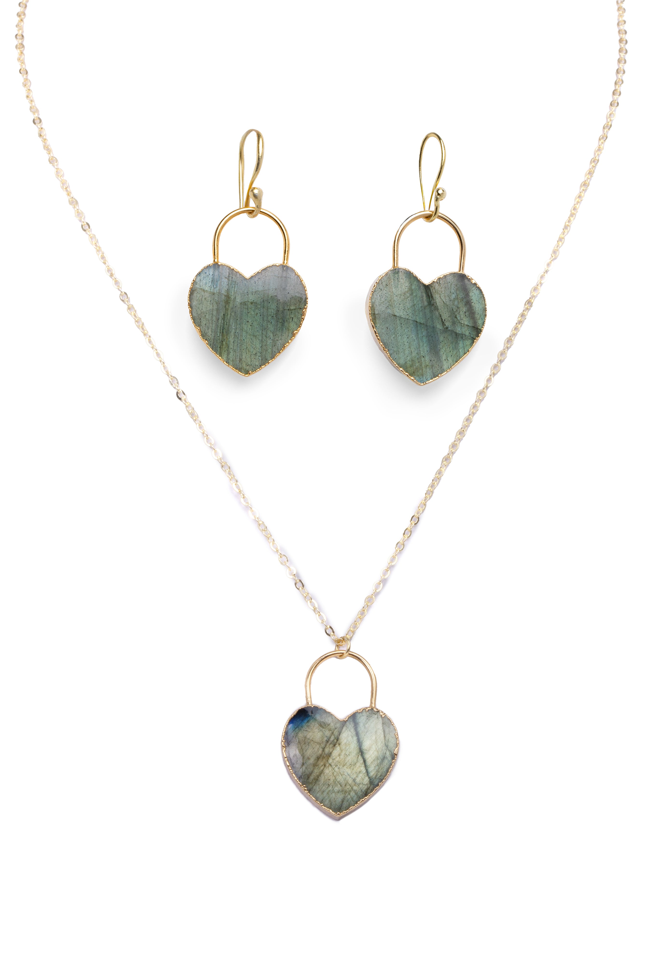 Heart Stone Jewelry Set - Elegant Earrings and Necklace for Women, Perfect for Valentine's Day Gifts, Anniversary or Romantic Occasions