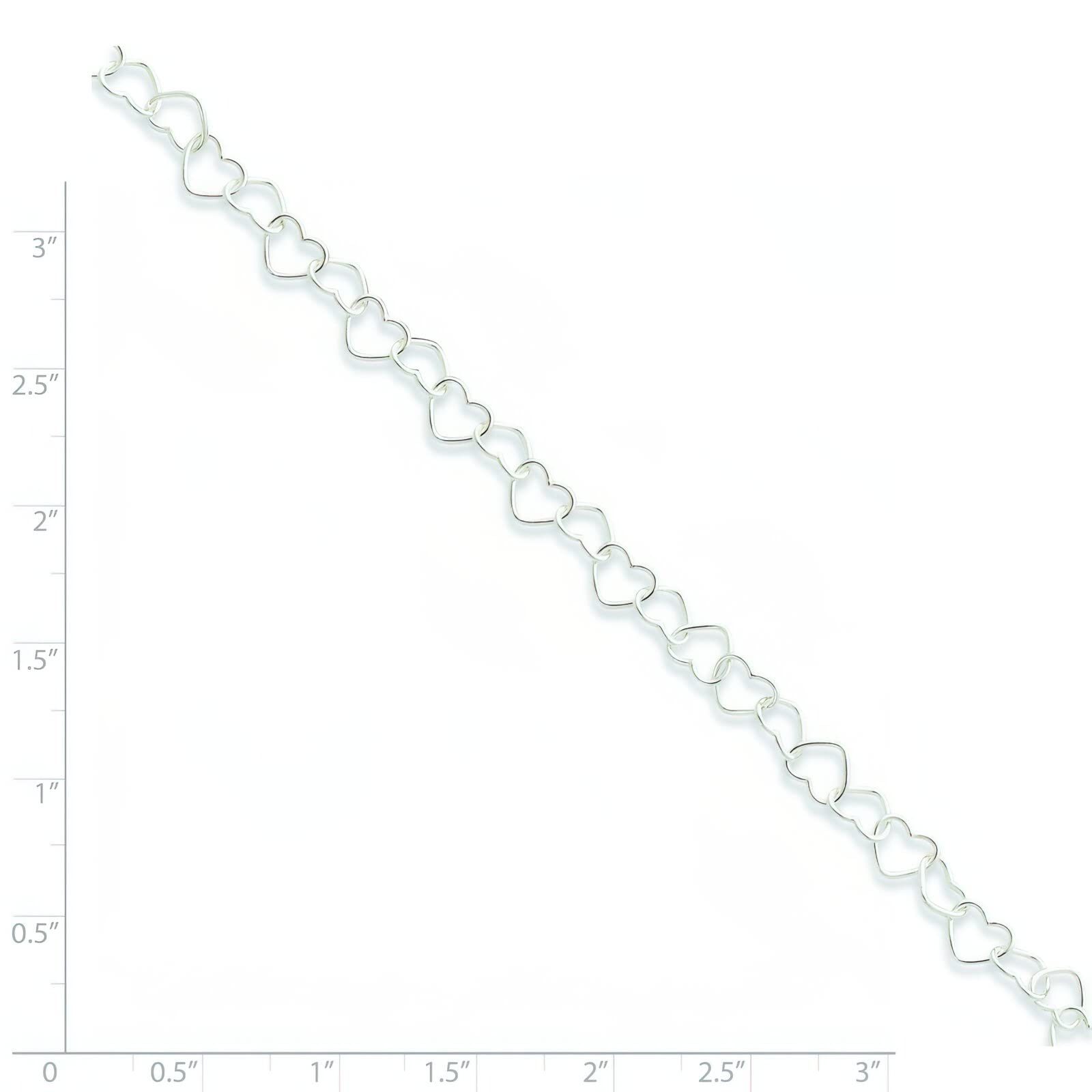 Sterling Silver Heart Link Anklet Bracelet - 10