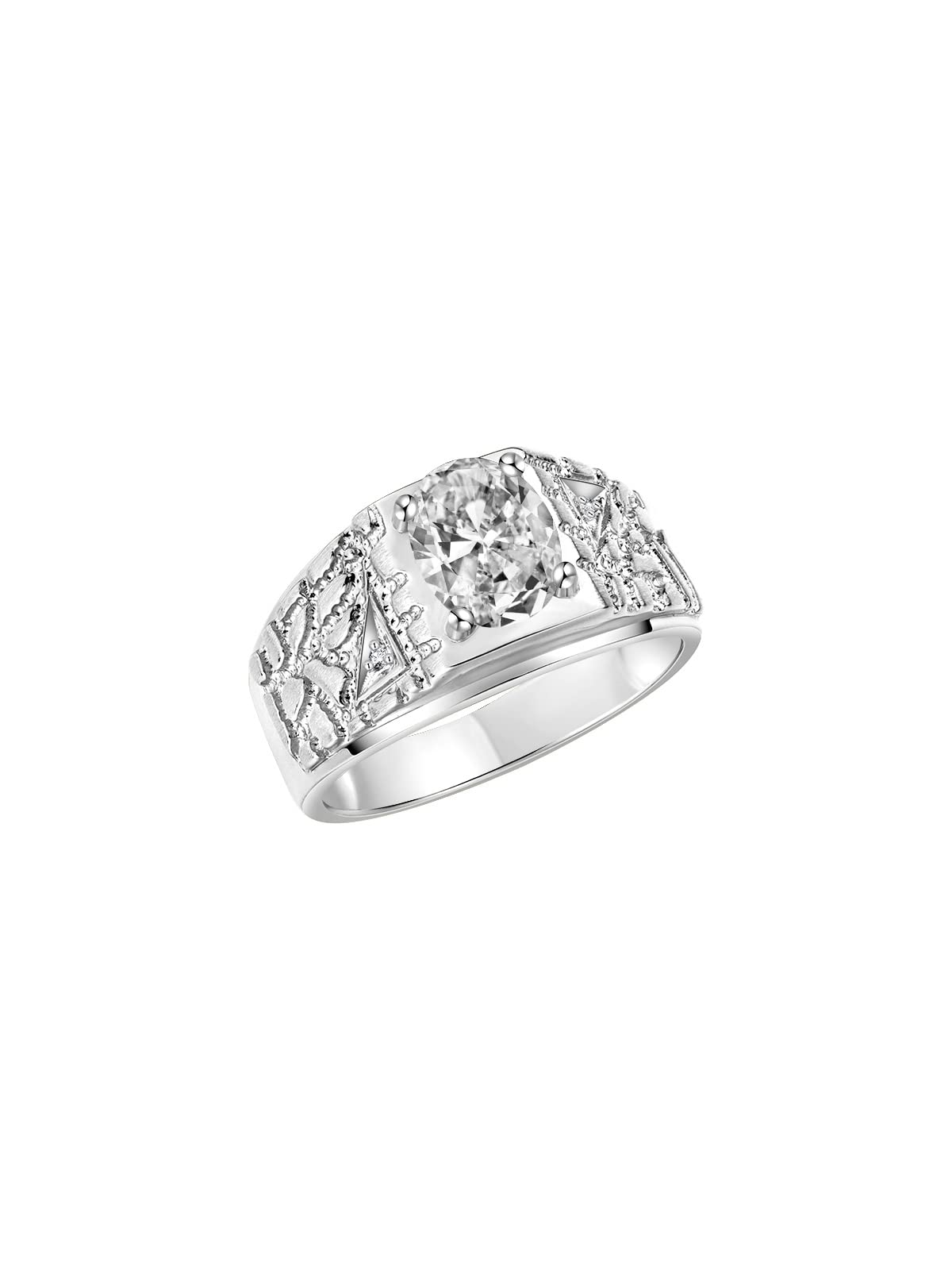 Rylos Men's Designer Nugget Ring - 9X7MM Oval Gemstone & Sparkling Diamonds, Sterling Silver Birthstone Rings for Men (Sizes 8-13) | Perfect for Weddings, Anniversaries & Gifts | Men's Jewelry & Fashion Accessories