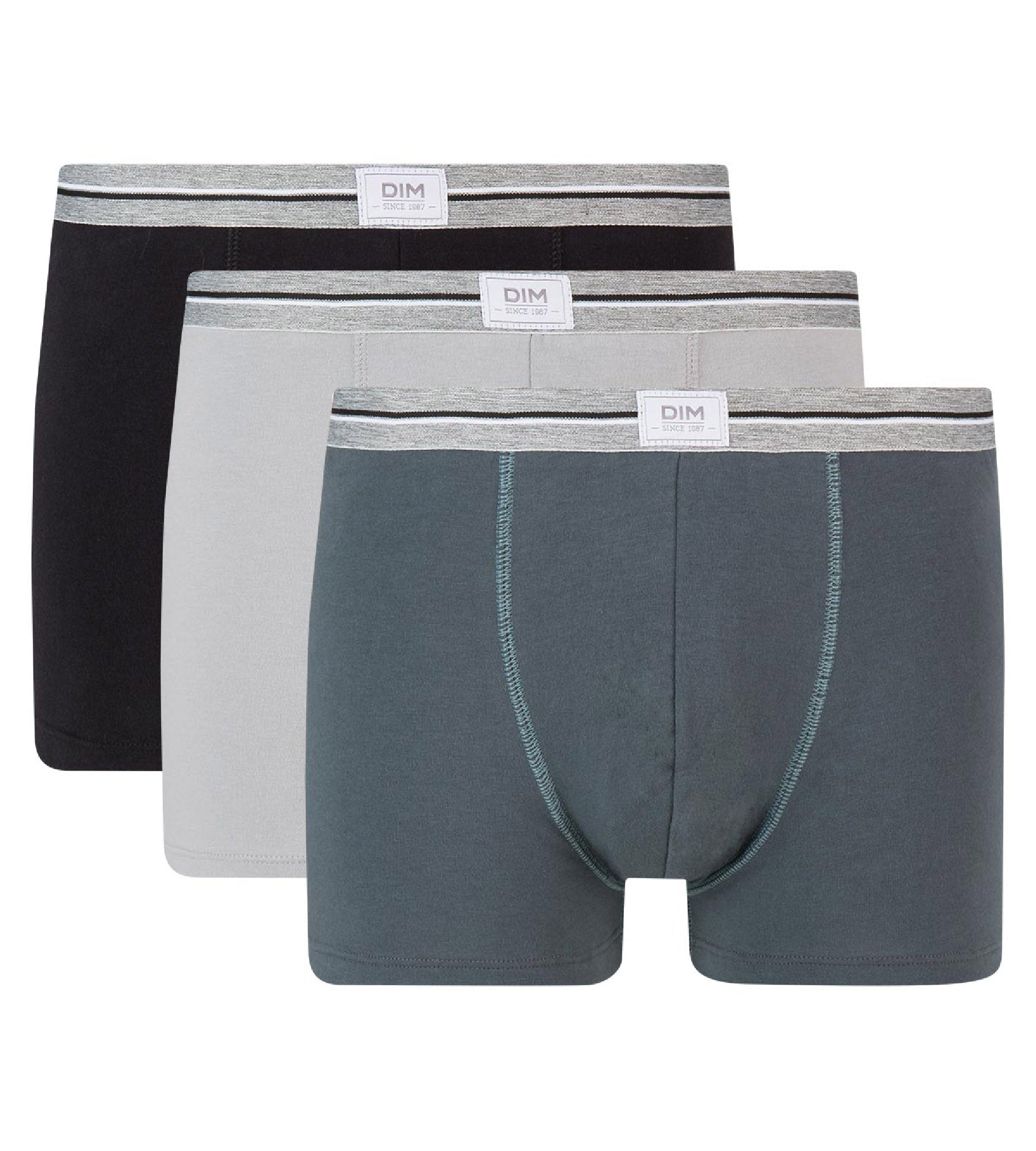 3 Pack Men's Stretch Cotton Boxer Briefs - Steel Gray & Black - Ultra Durable & Comfortable Underwear for Daily Wear, Workout & Travel