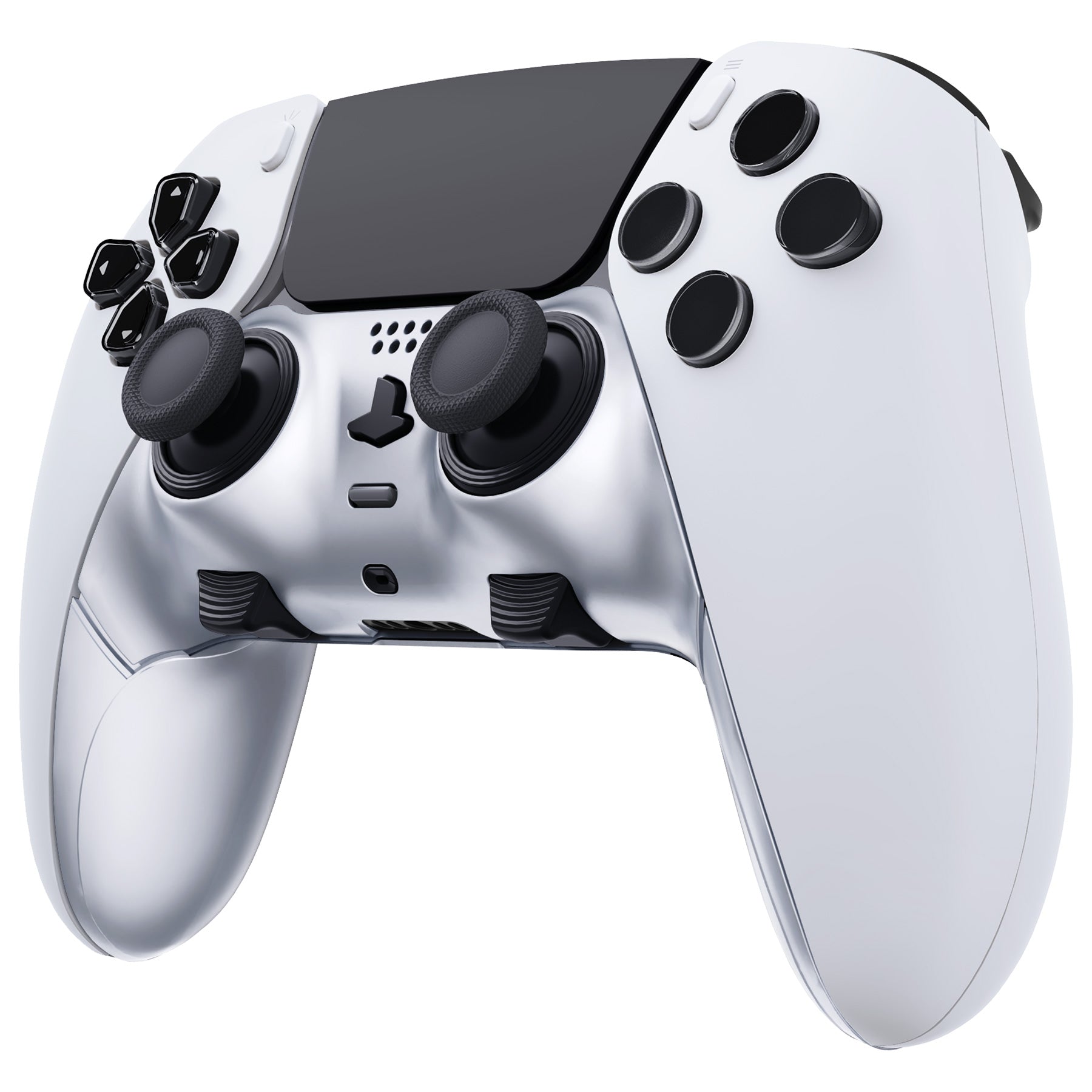 eXtremeRate Chrome Silver PS5 Edge Controller Shell - DIY Replacement Front & Back Cover with Decorative Trim | Custom Plates for Enhanced Gaming Experience | Perfect for Competitive Gaming & Personalization