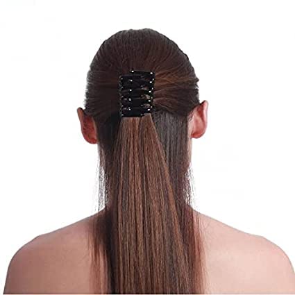 NYAMAH SALES French Double-Sided Interlocking Hair Clips for Women - Strong Hold No Slip Ponytail Grip - Black Hair Accessories for Girls & Women (1pc) - Perfect for Workouts, Office & Everyday Styling