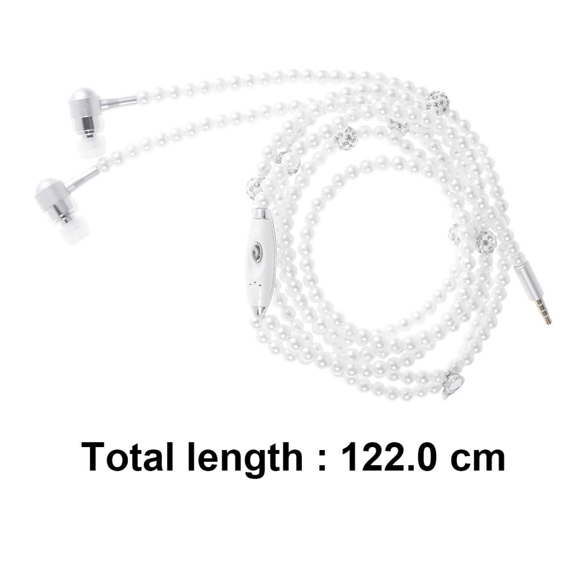 Wireless In-Ear Earbuds with Microphone - Bluetooth Headphones with Remote Control & Built-in Mic | Pearl Chain Design for Women & Students | Perfect for Gym, Commuting & Studying (White)