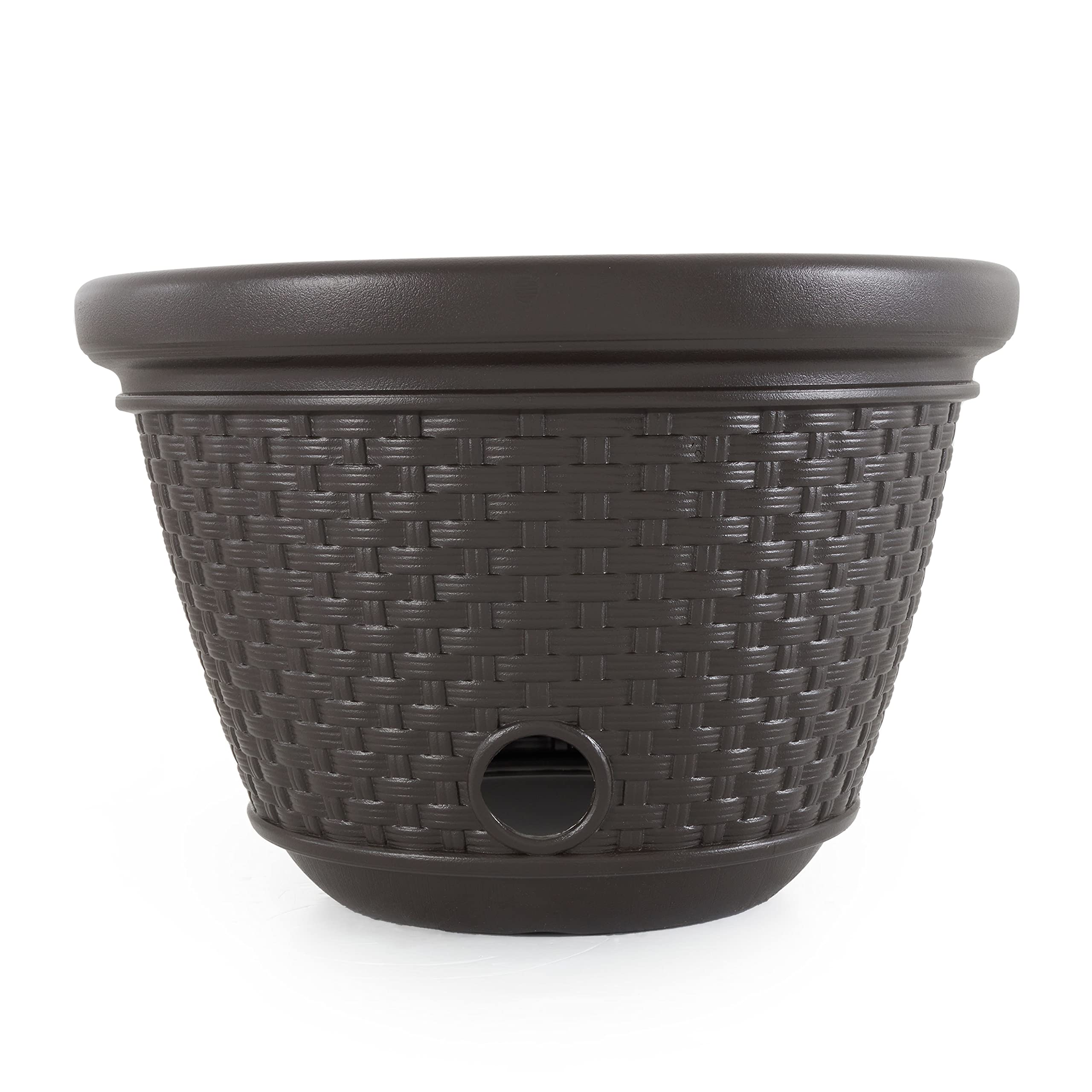 Suncast 100 Foot Resin Wicker Garden Hose Storage Holder - 6 Pack for Outdoor Watering, Yard Organization & Decorative Garden Storage Solution