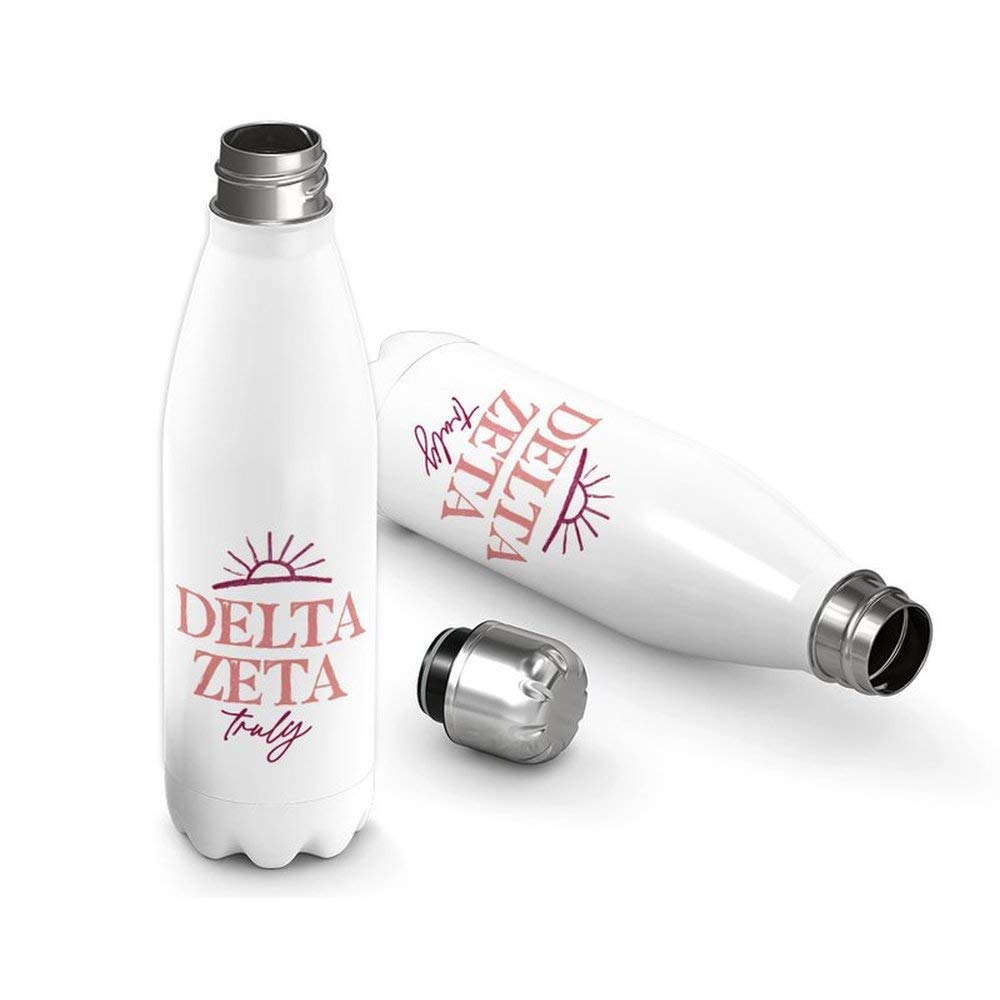 Delta Zeta Sun Water Bottle - 32oz Insulated Stainless Steel Tumbler with Straw & Lid - Keeps Drinks Cold for 24 Hours - Perfect for College, Gym, Hiking & Outdoor Activities