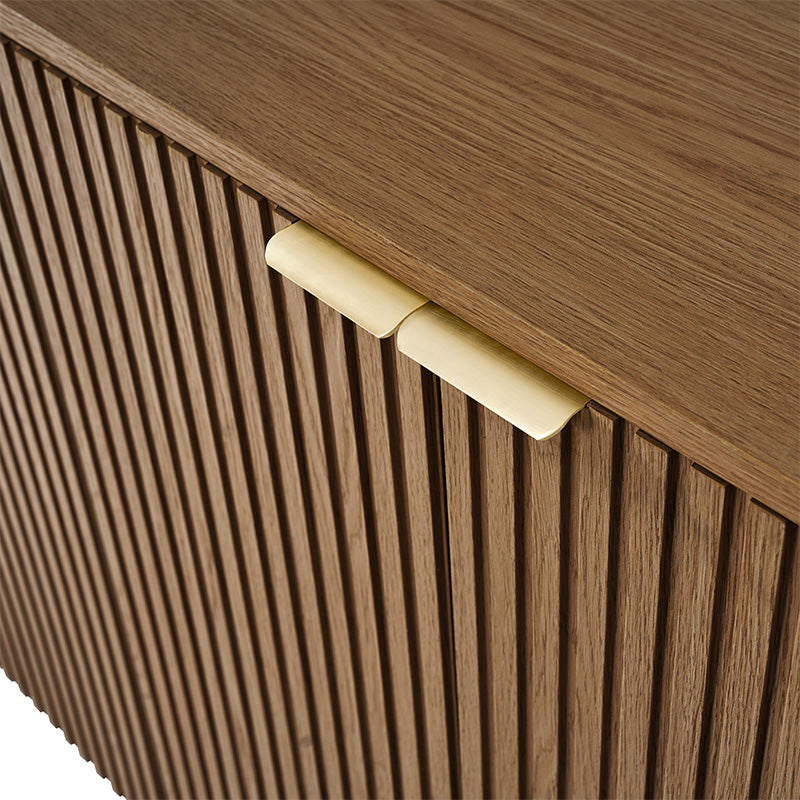 Modern Curved Wood Cabinet - Elegant Storage Solution for Living Room, Bedroom & Office | Solid Wood Furniture with Sleek Design for Home Organization