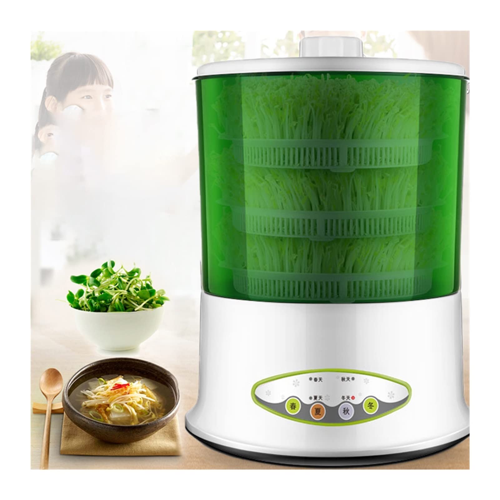 Automatic Bean Sprouts Growing Machine with 360° Sprinkler System - Household Seed Sprouter Kit for Alfalfa, Mung Beans & Wheatgrass - Perfect for Healthy Eating & Home Gardening (Size B)
