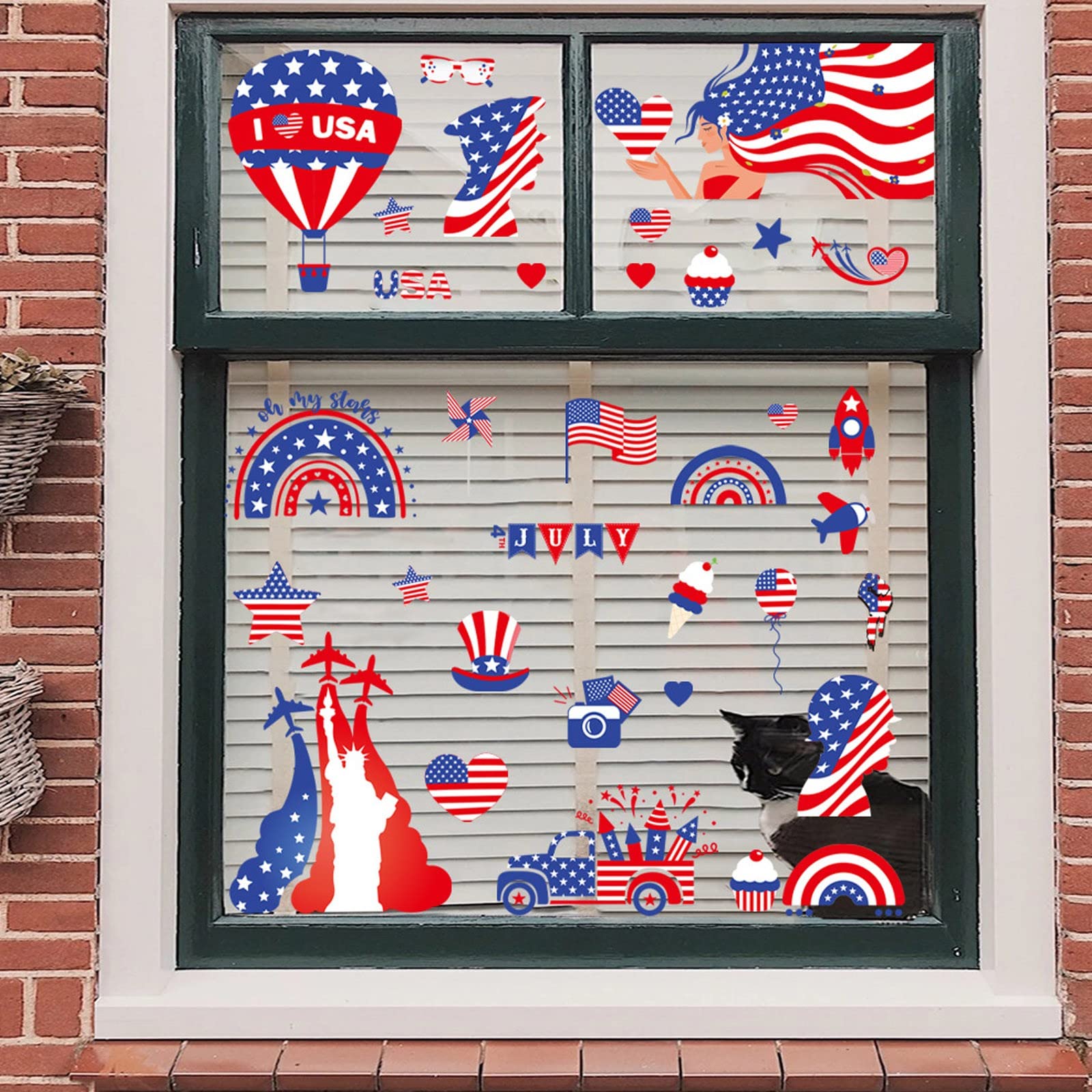 4th of July Patriotic Wall Stickers - Removable Mirror Decor for Independence Day, Living Room & Bedroom Home Decoration - Perfect for Party Decorations & Holiday Wall Art