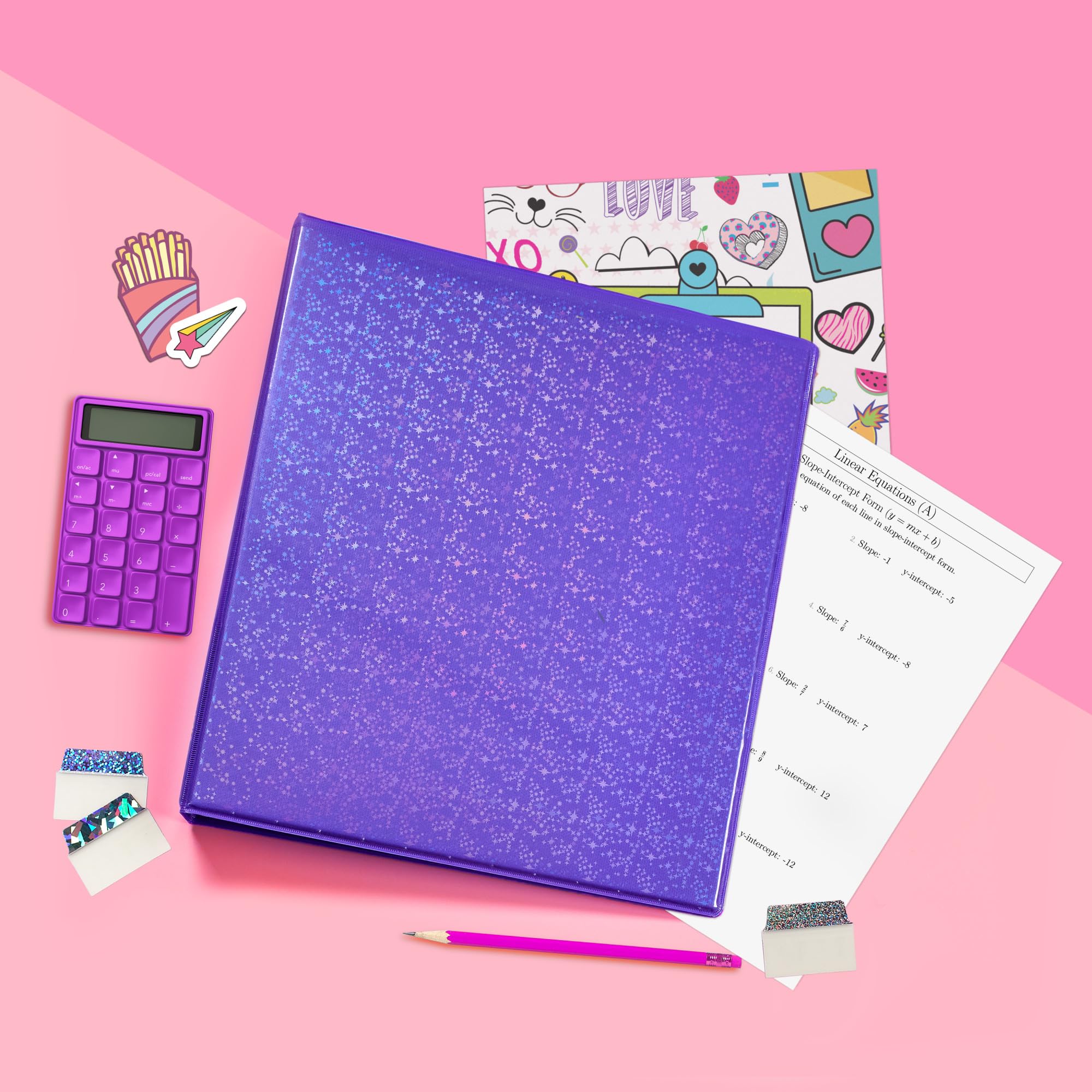 Avery Luxe Collection Durable Holographic 3-Ring Binder - 1 Inch Round Rings, Customizable View Cover, Violet (03226) - Perfect for School, Office & Home Organization