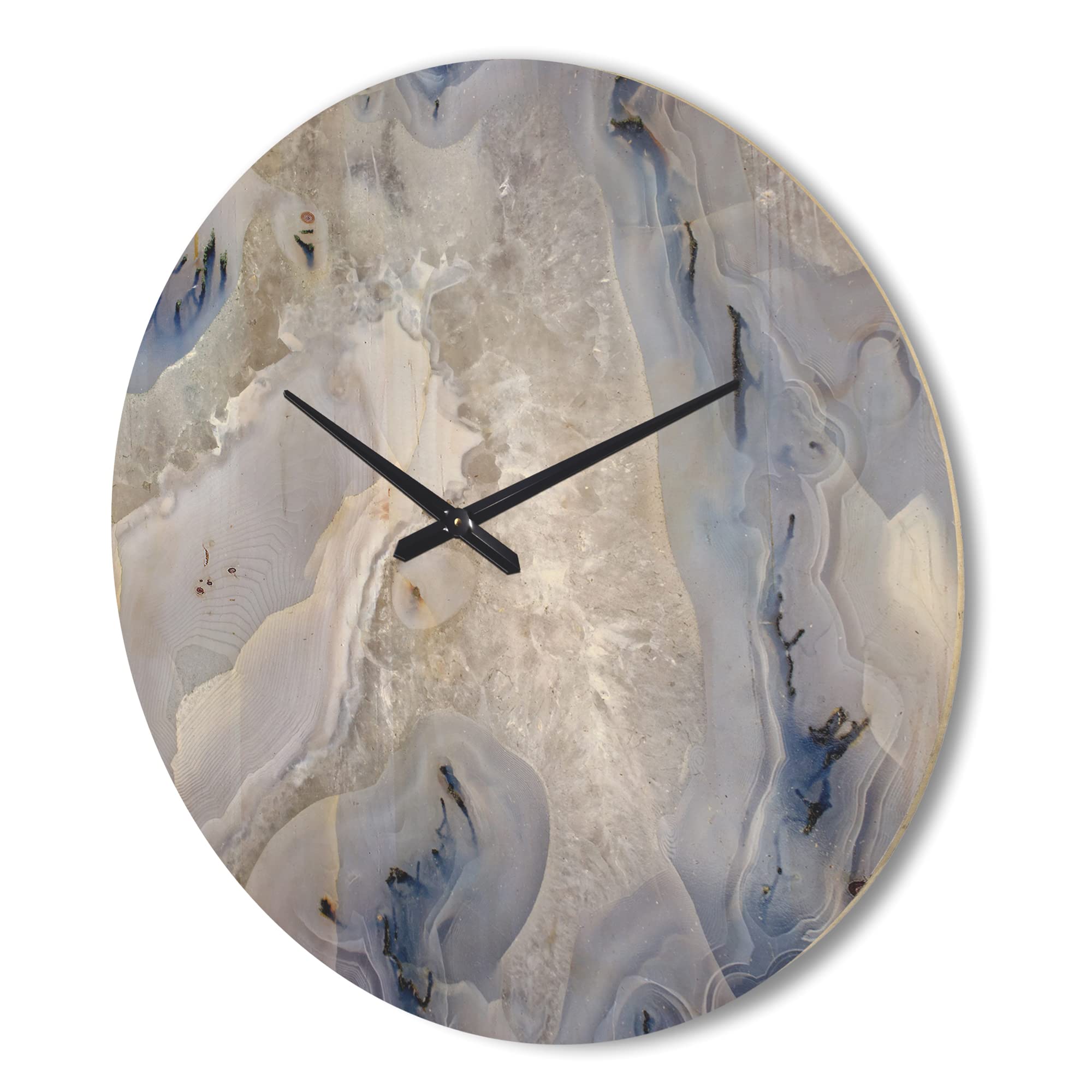 DesignQ 'Close Up Agate Stone' Modern Wood Wall Clock - 29x29 Inch Large White Decorative Oversized Clock for Living Room, Bedroom & Office Décor - CLW14370