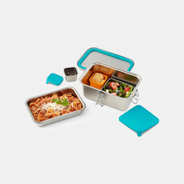 PlanetBox Explorer Leakproof Stainless Steel Lunch Box for Kids & Adults - Eco-Friendly, BPA-Free, Durable School & Work Lunch Container for Healthy Meals On-The-Go (Perfect for School, Office, Picnics & Travel)
