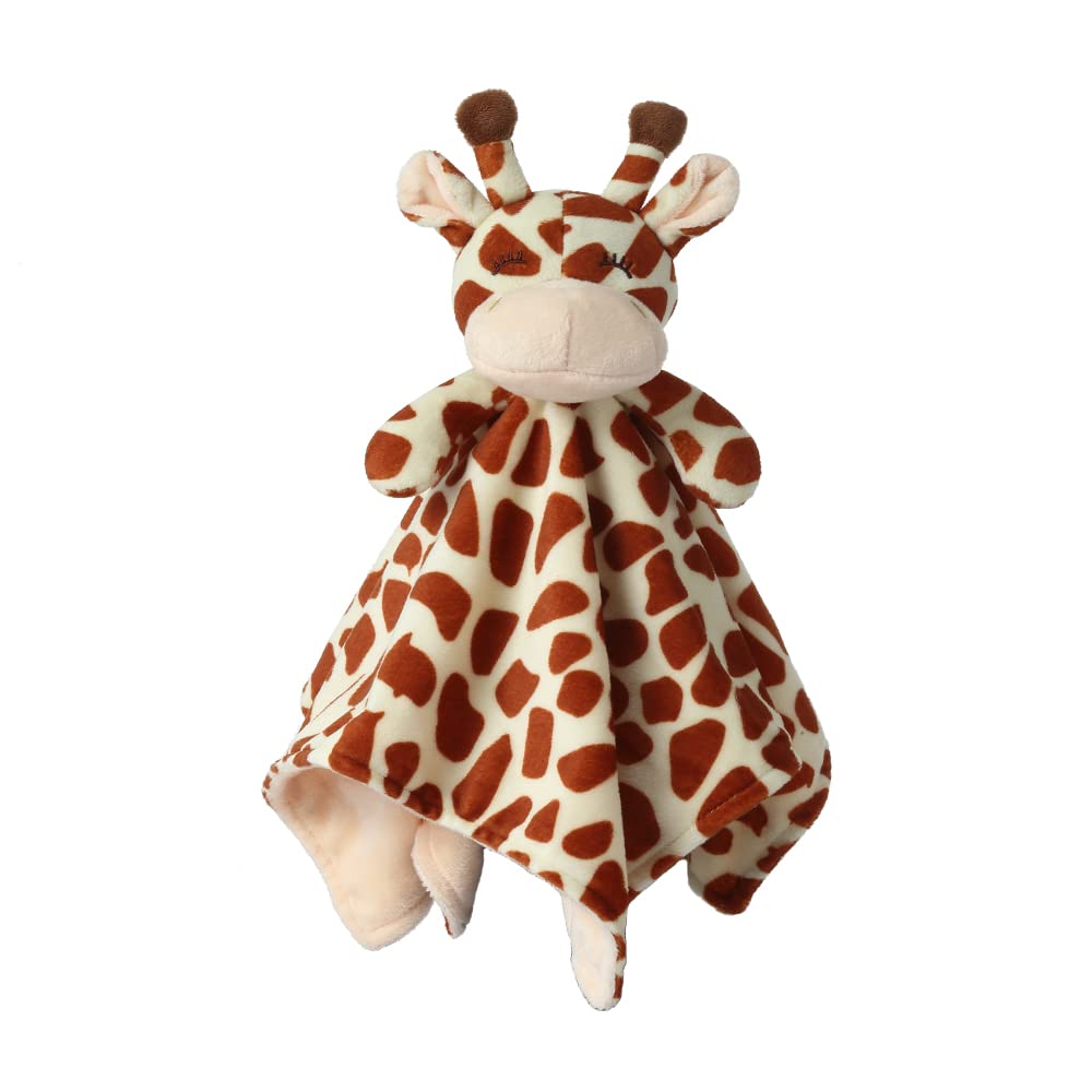 CREVENT Soft Plush Animal Face Security Blankets for Babies & Toddlers - Cute Brown Giraffe Comfort Blanket for Boys & Girls | Perfect Baby Shower Gift & Newborn Essentials for Sleep, Travel & Nursery Decor